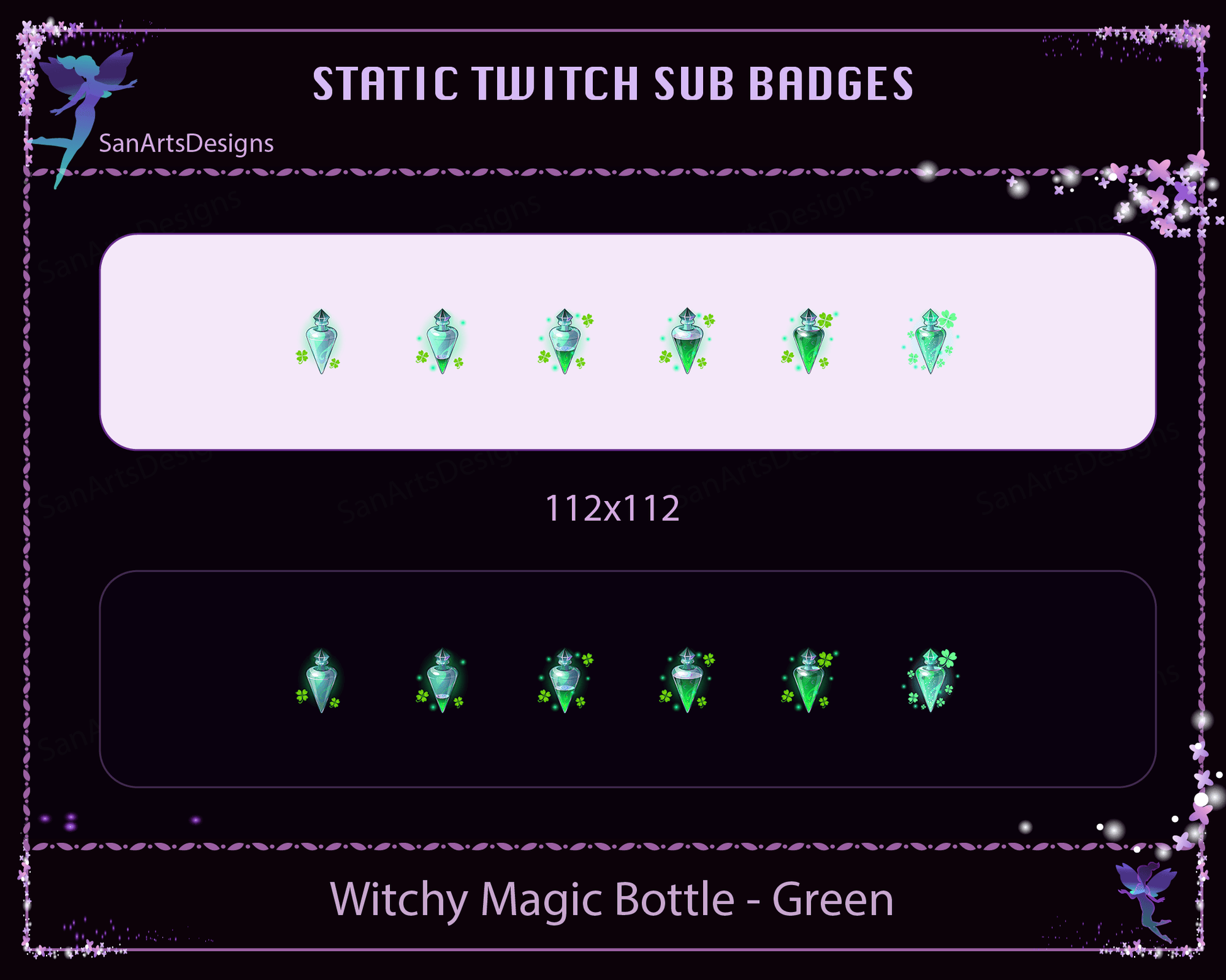 Witchy Magic Bottle Twitch Sub Badges - Badges - Stream K-Arts