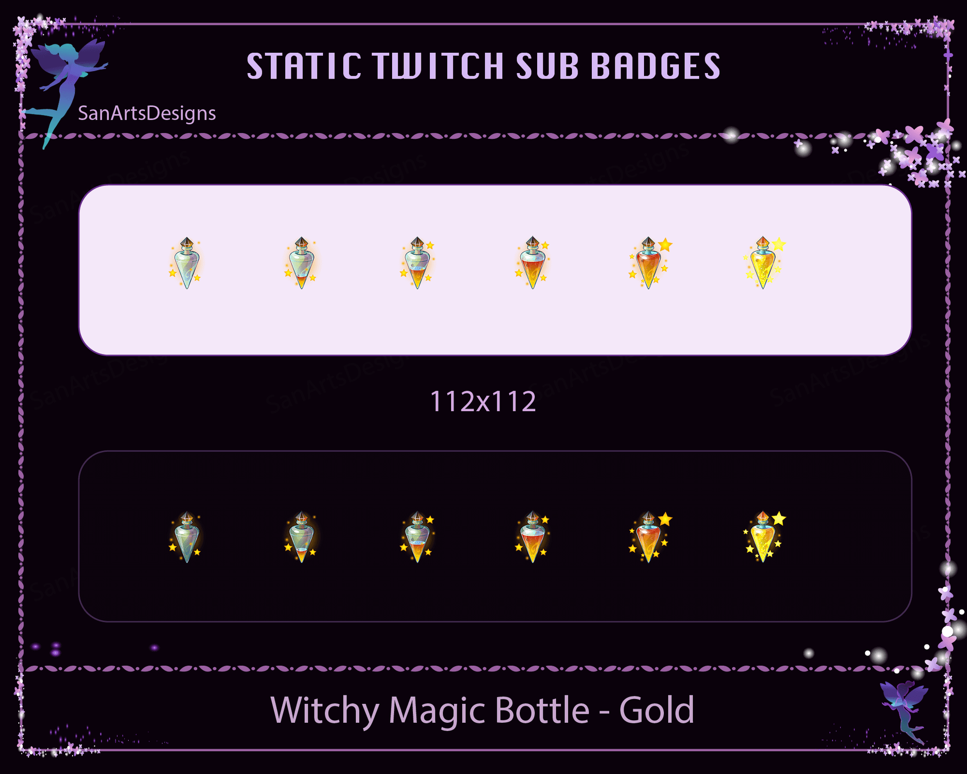 Witchy Magic Bottle Twitch Sub Badges - Badges - Stream K-Arts