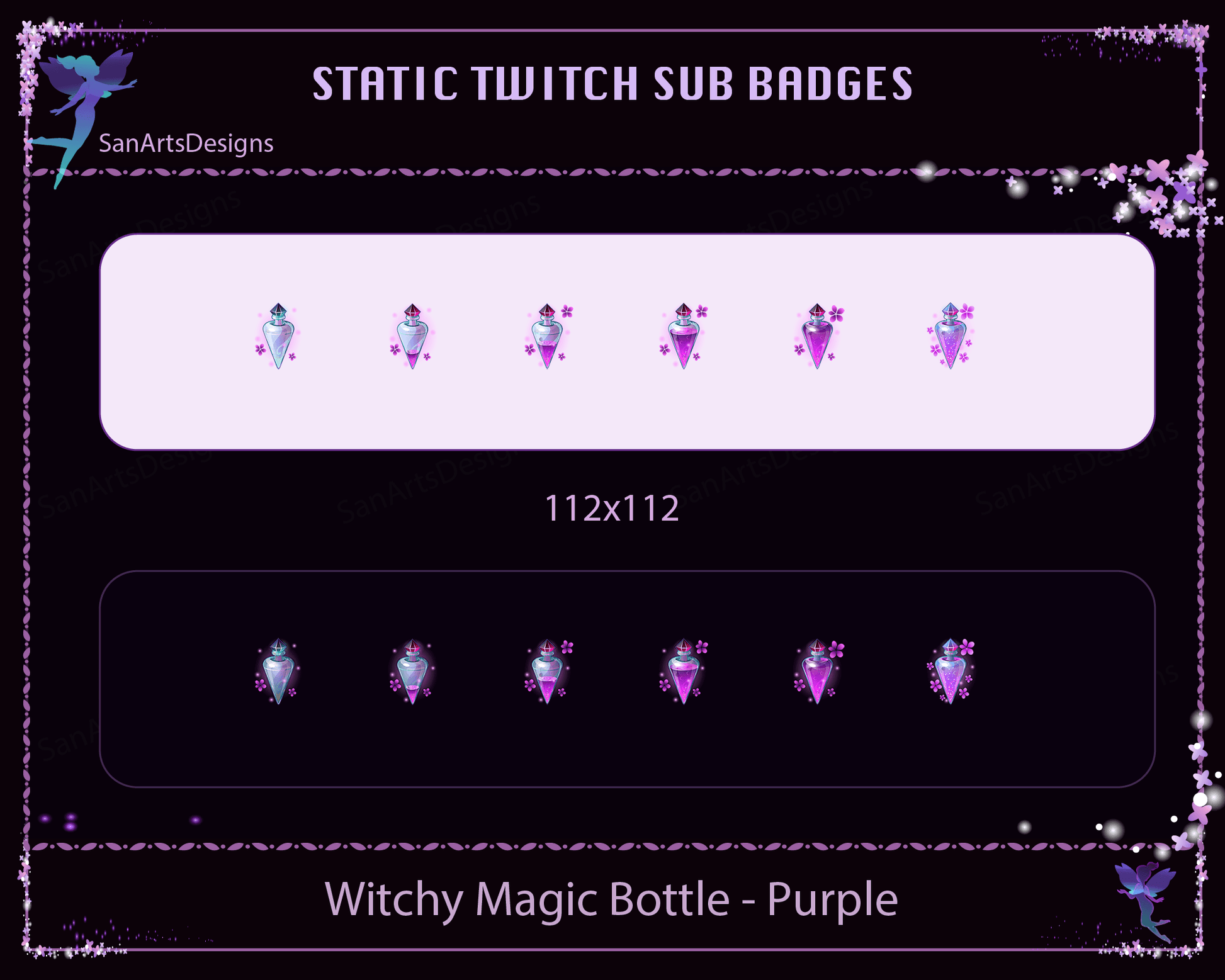 Witchy Magic Bottle Twitch Sub Badges - Badges - Stream K-Arts