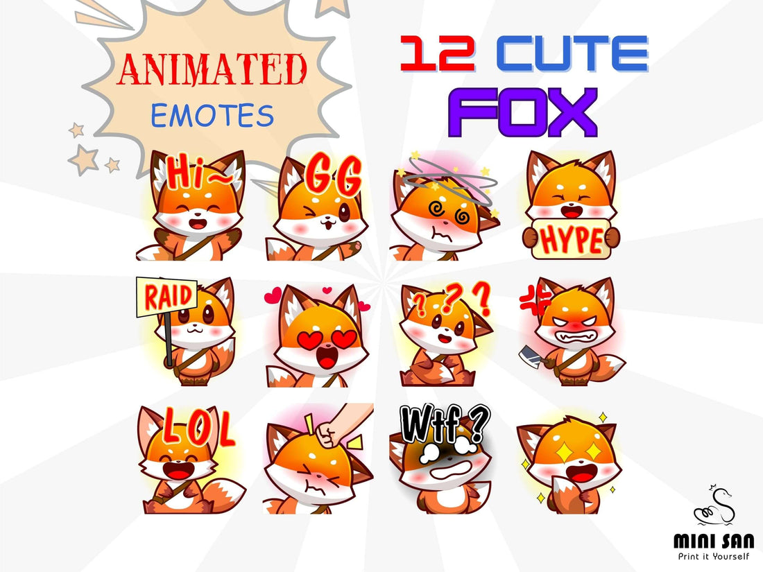 Animated Fox Emotes - Stream K-Arts - Stream K-Arts