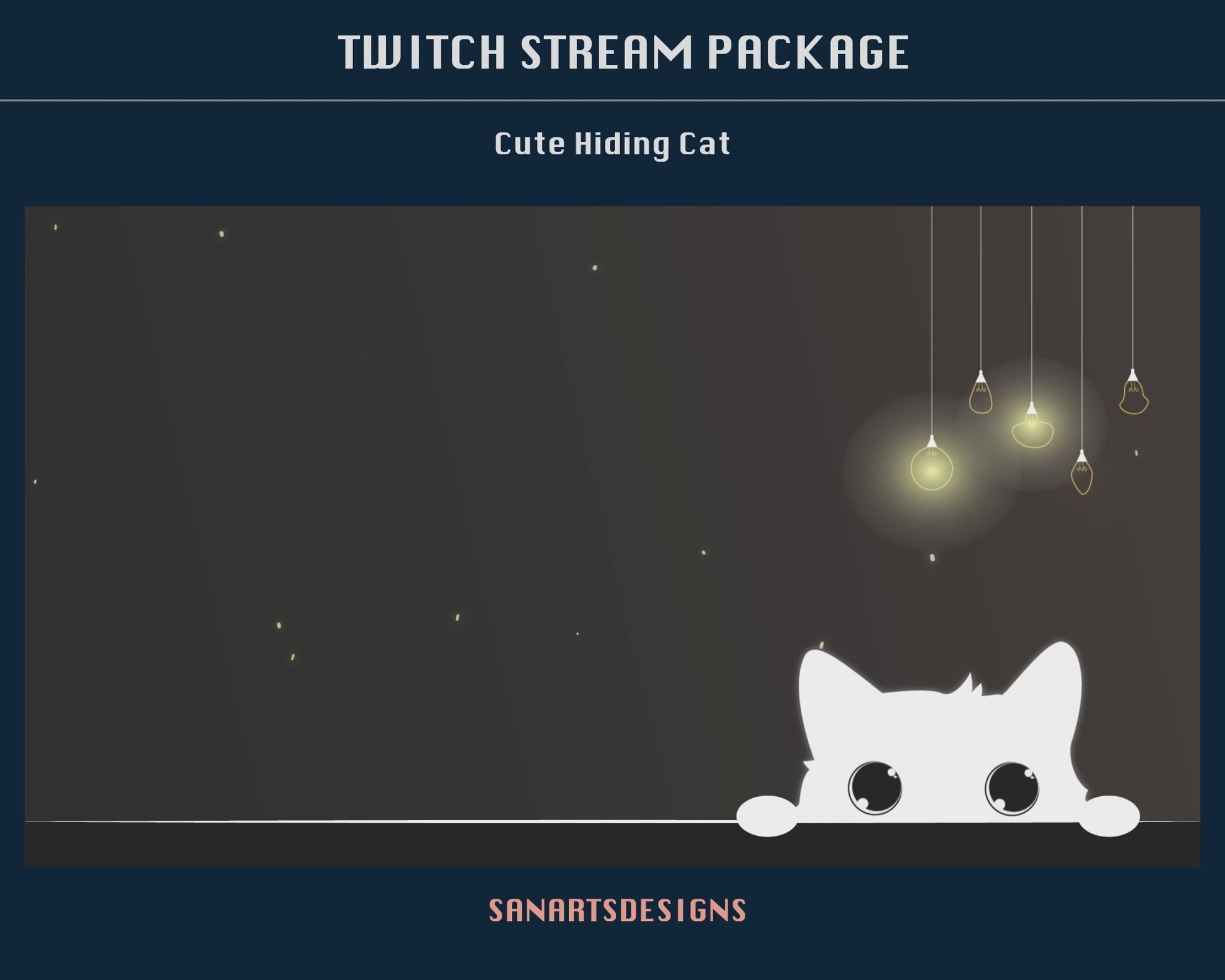 Animated Stream Package Gold Cute Hiding Cat