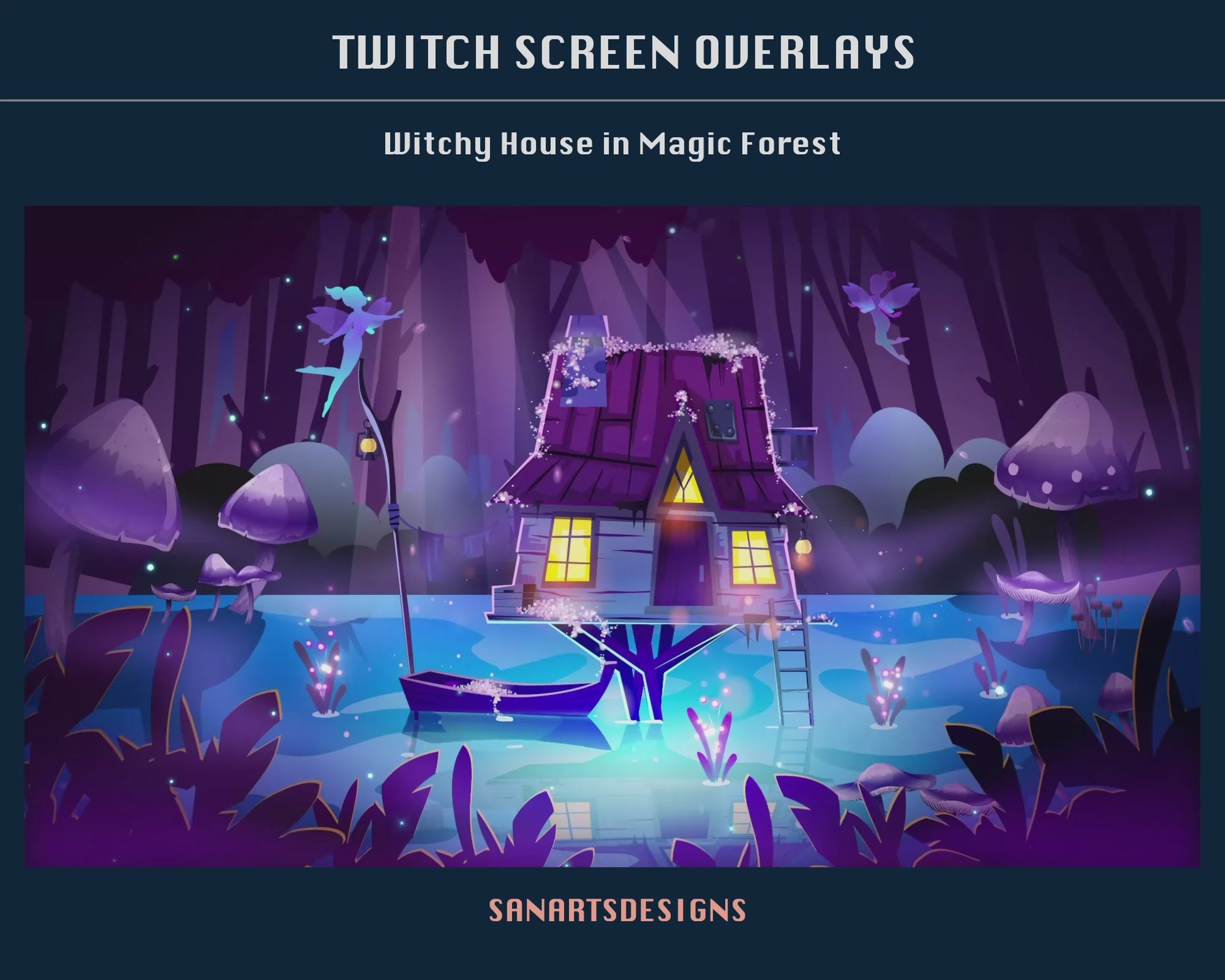 Animated Stream Scenes Witchy House in Magic Forest