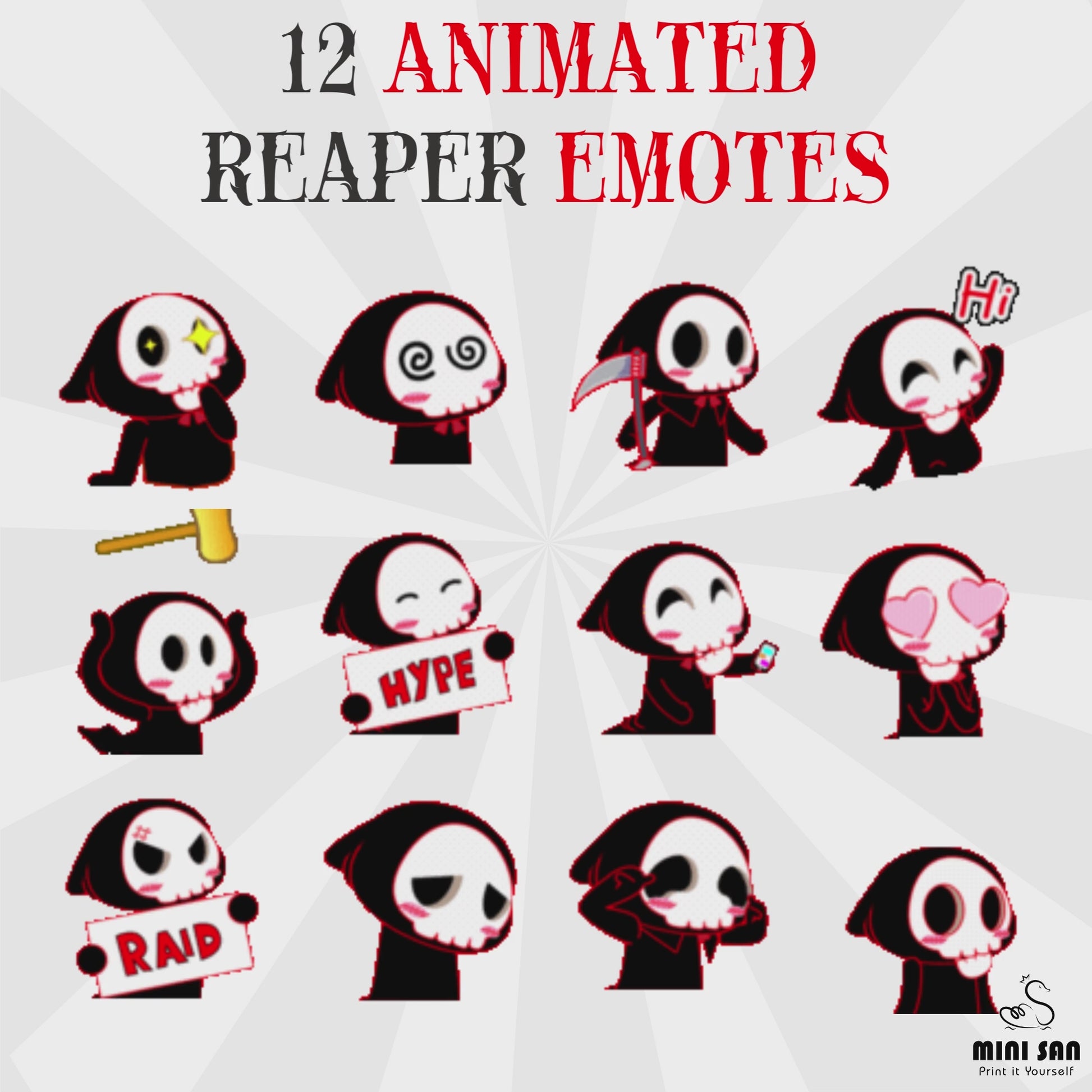 12 Animated Funny Reaper Emotes for Twitch, Discord