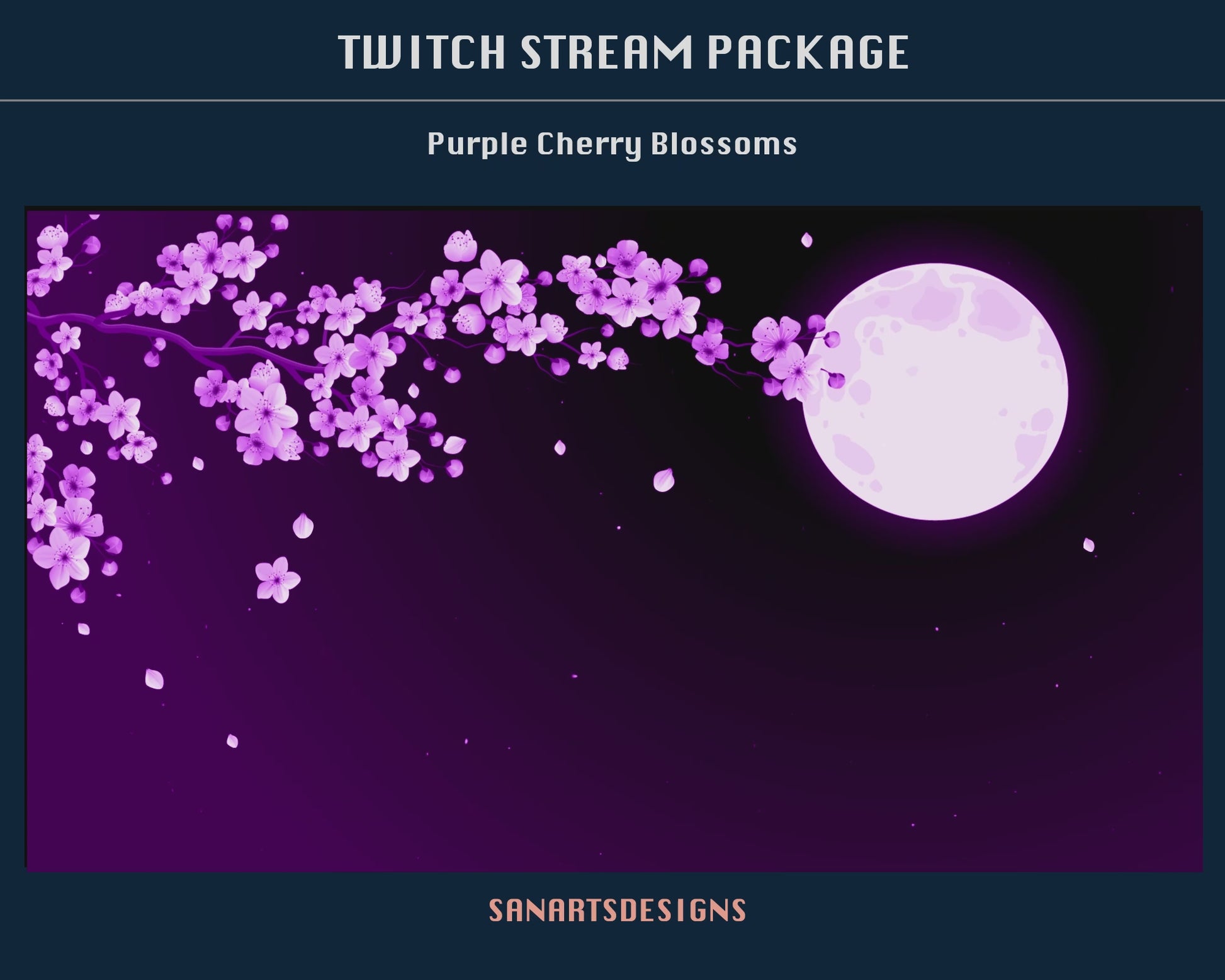 Animated Stream Package Purple Cherry Blossom