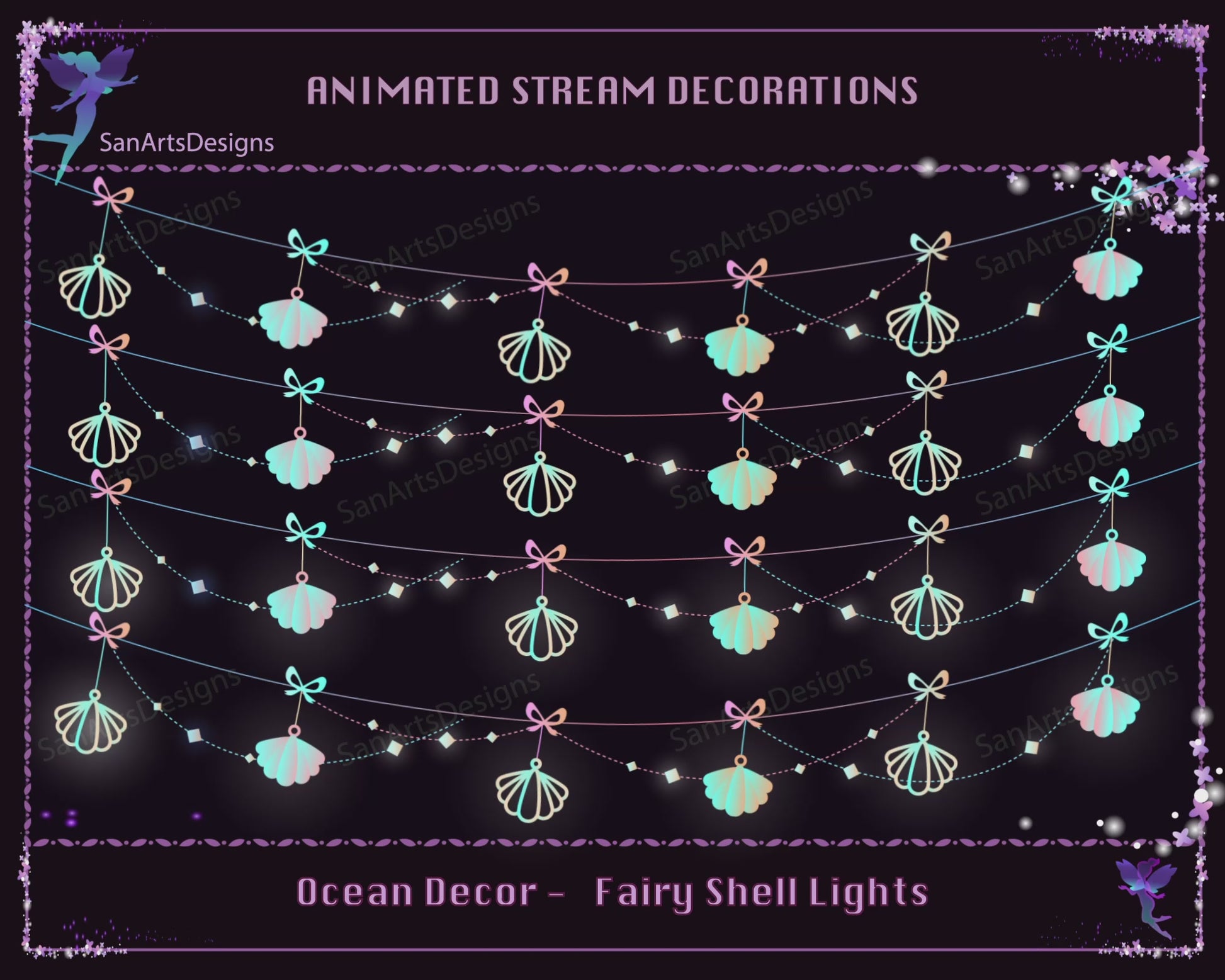 Fairy Sea Shell Light Chains Animated Twitch Stream Decorations