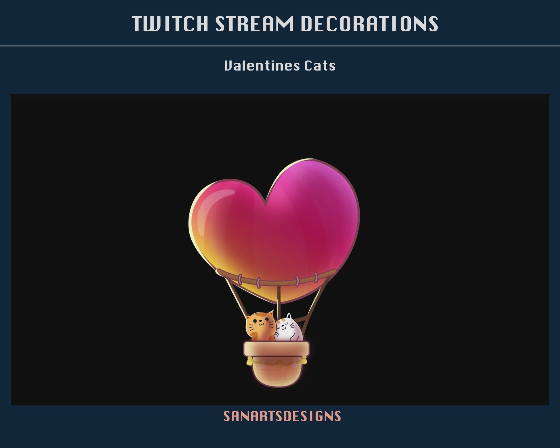 Flying Valentines Cats Animated Stream Decoration