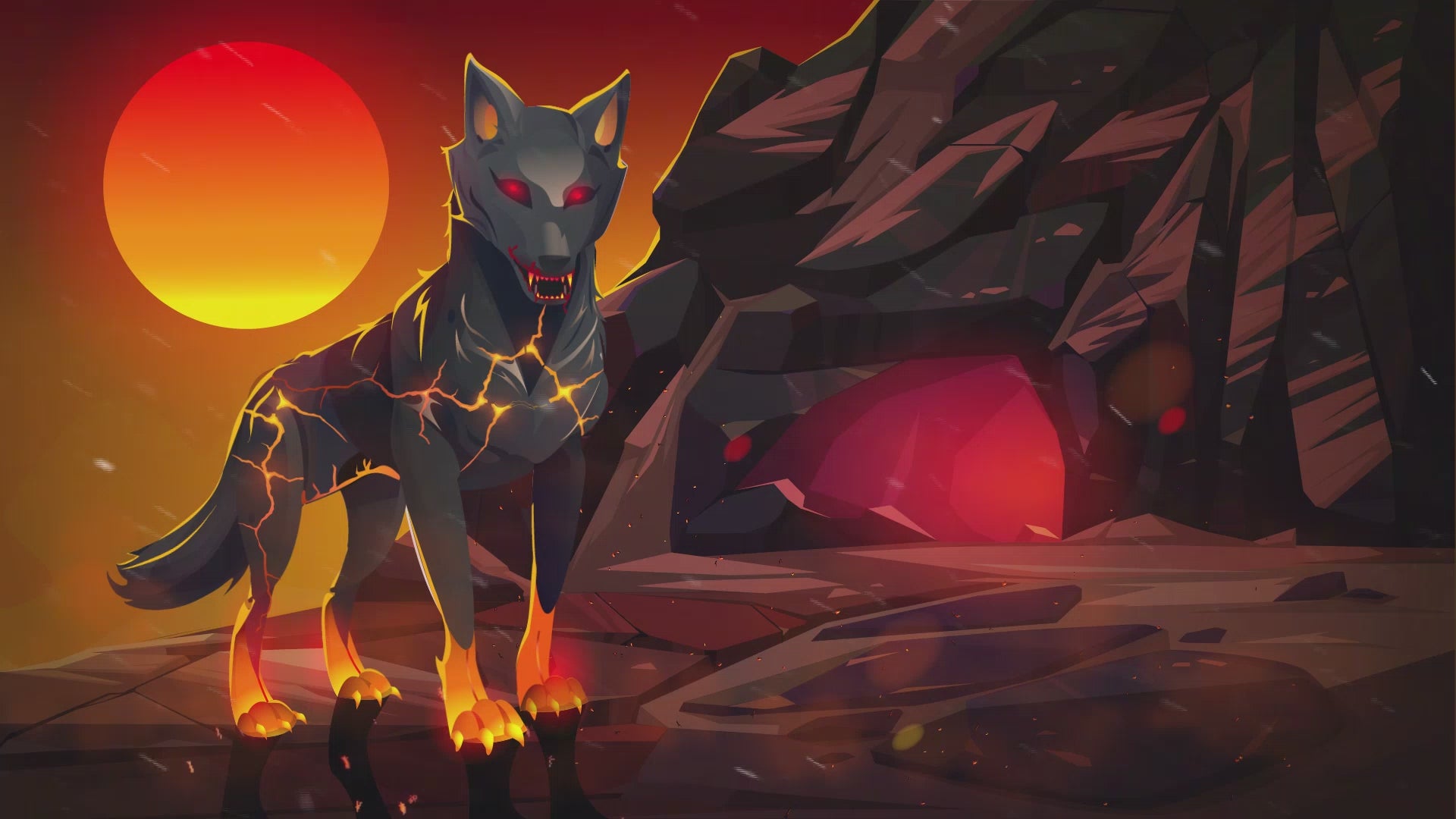 Animated Scenes Fire Wolf