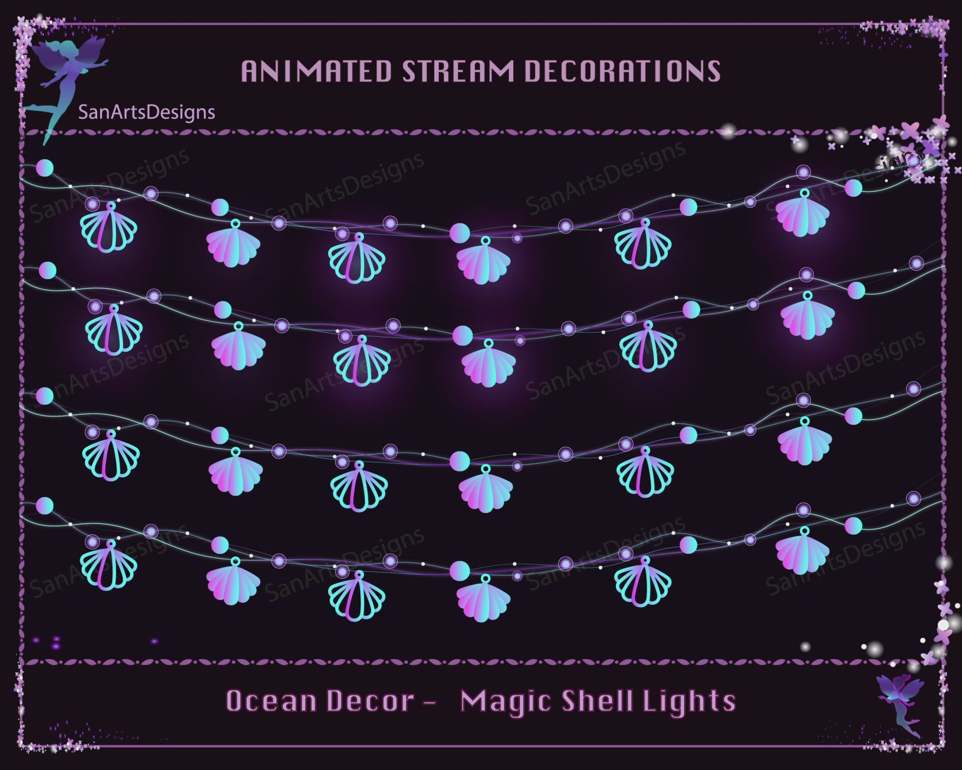 Magic Sea Shell Light Chains Animated Twitch Stream Decorations