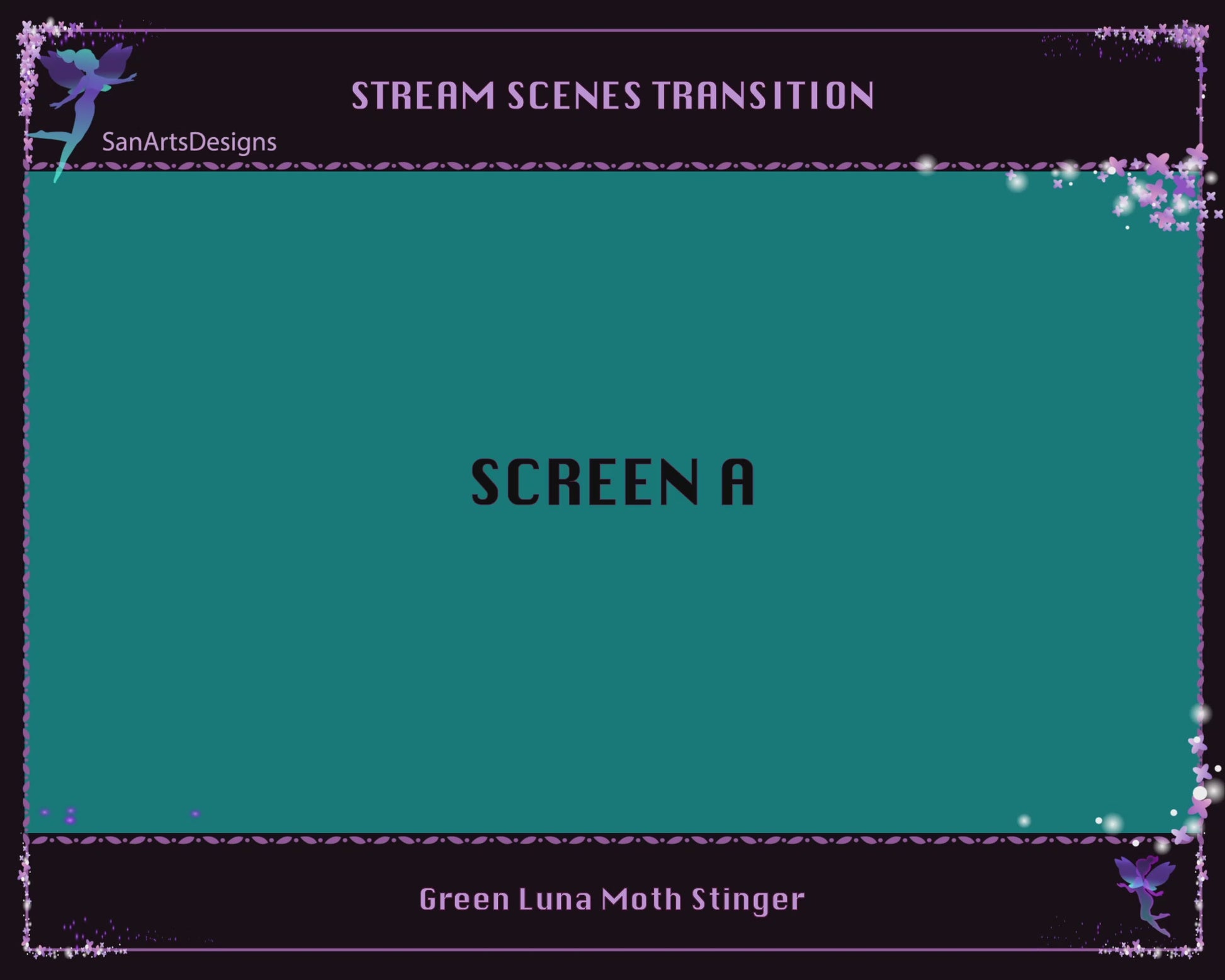 Green Celestial Luna Moth Twitch Stream Scenes Transition