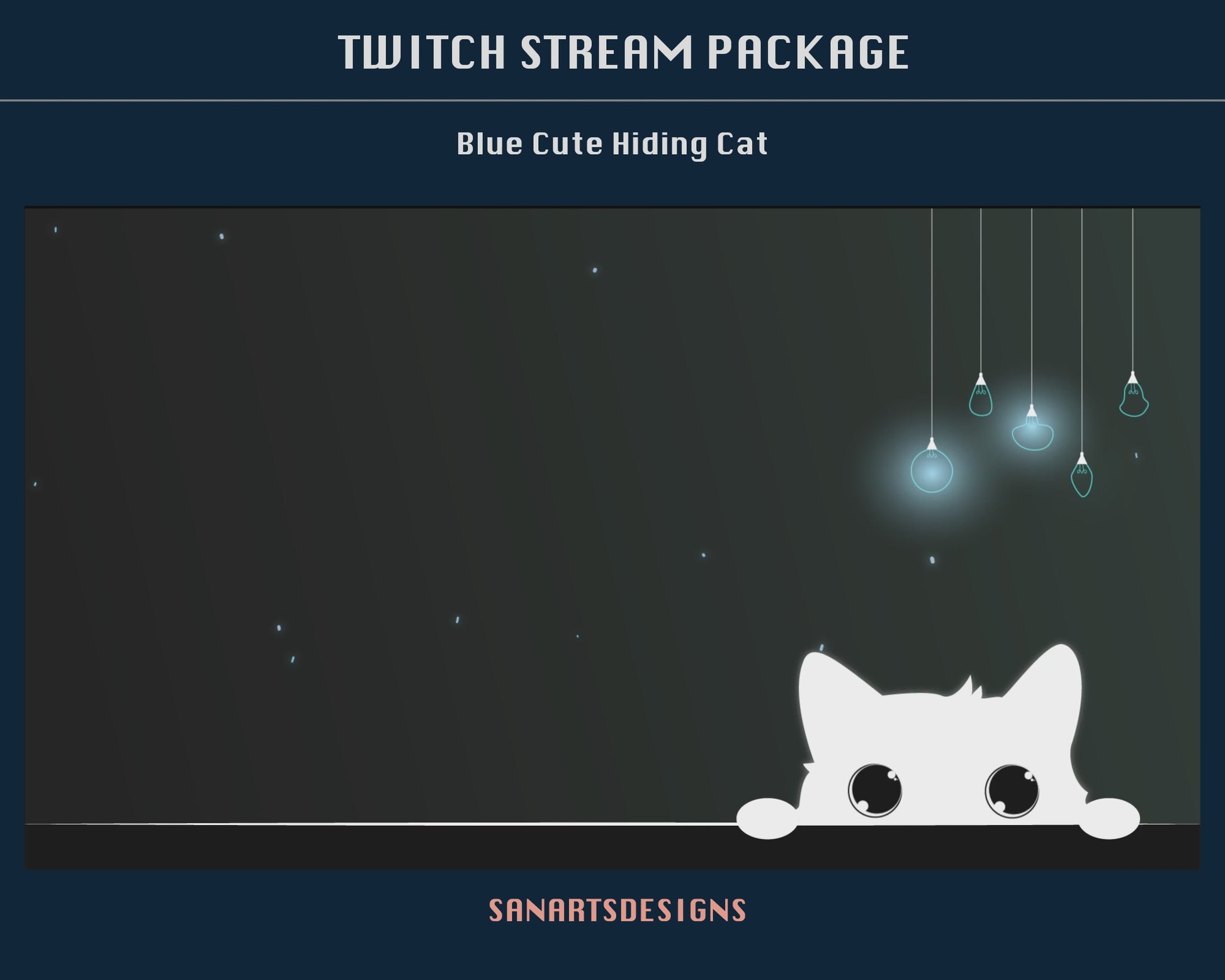 Animated Stream Package Blue Cute Hiding Cat