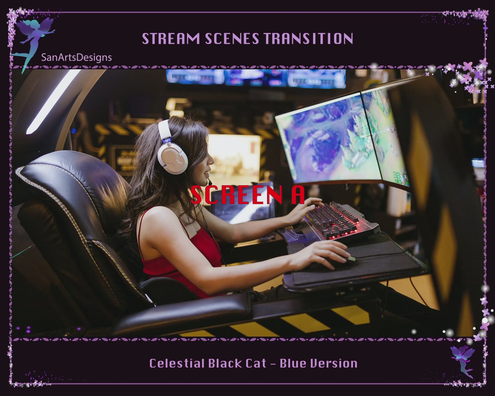 Blue Celestial Black Cat Stream Scene Transition