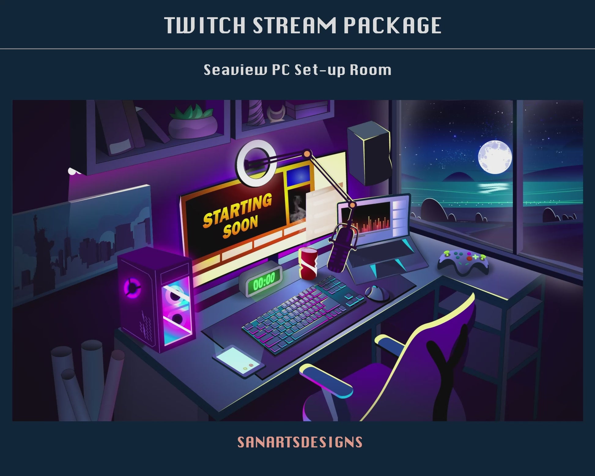 Animated Stream Package Seaview PC Set-up Room