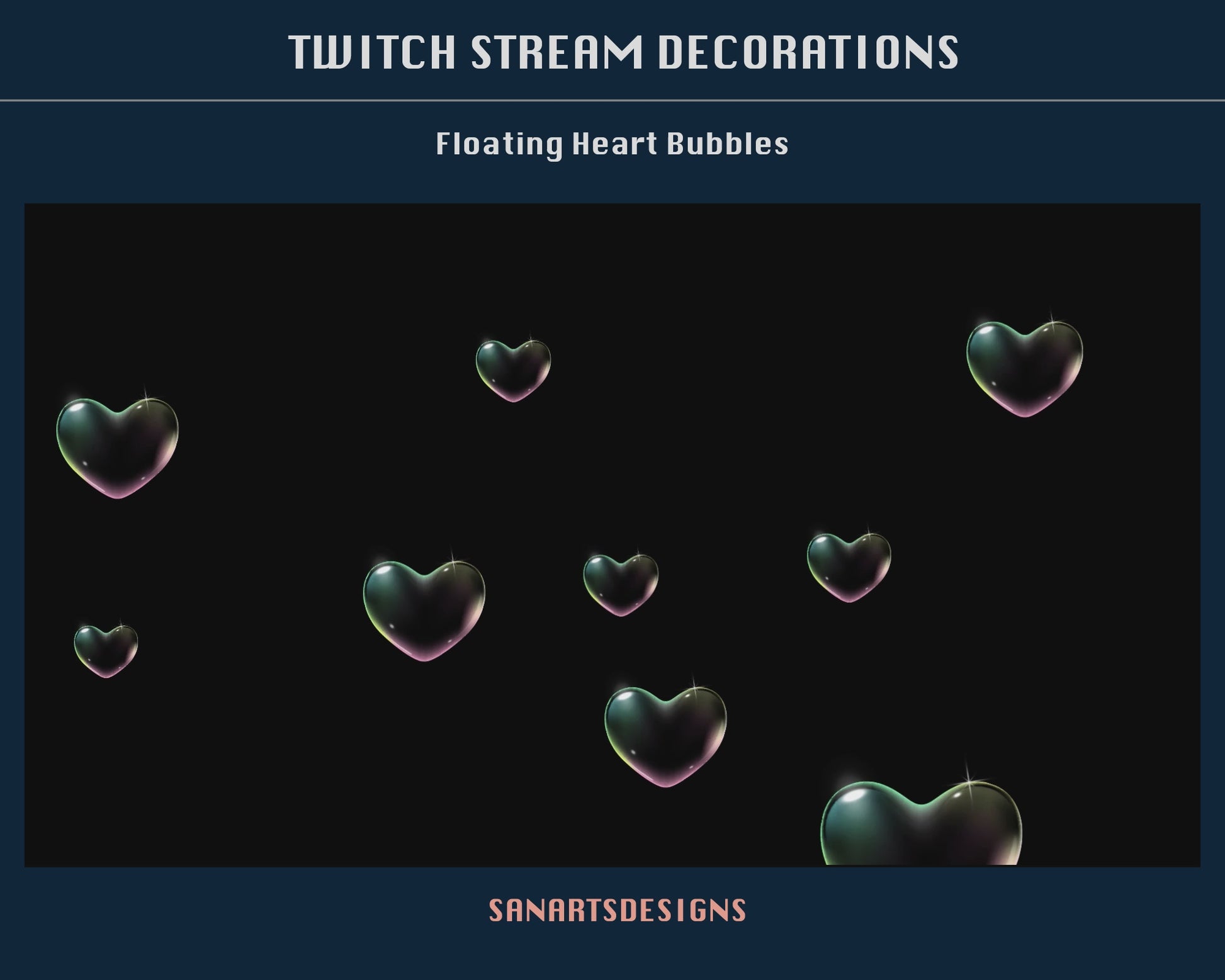 Floating Heart Bubbles Animated Stream Decoration