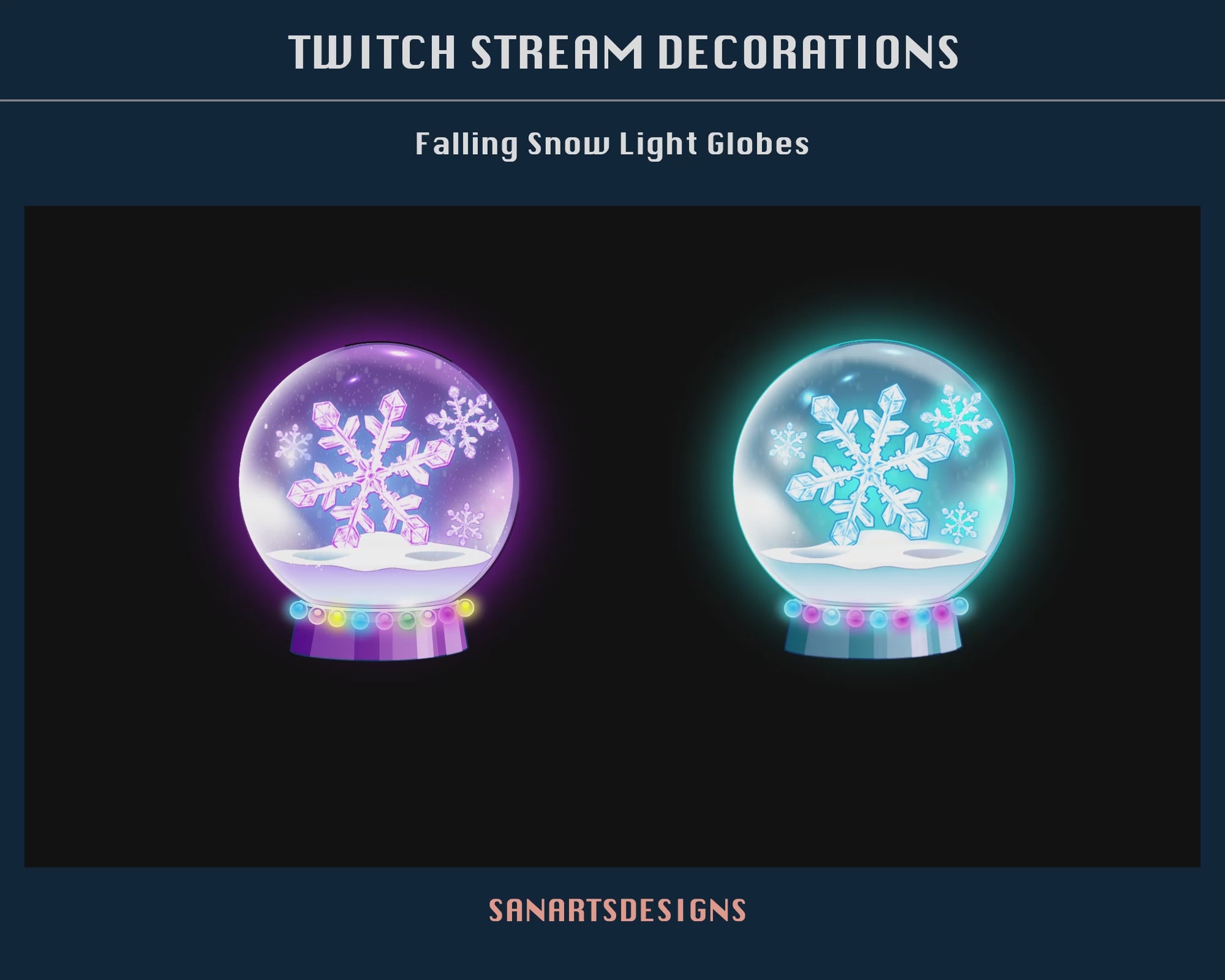Snowflake Light Globes Animated Stream Decorations