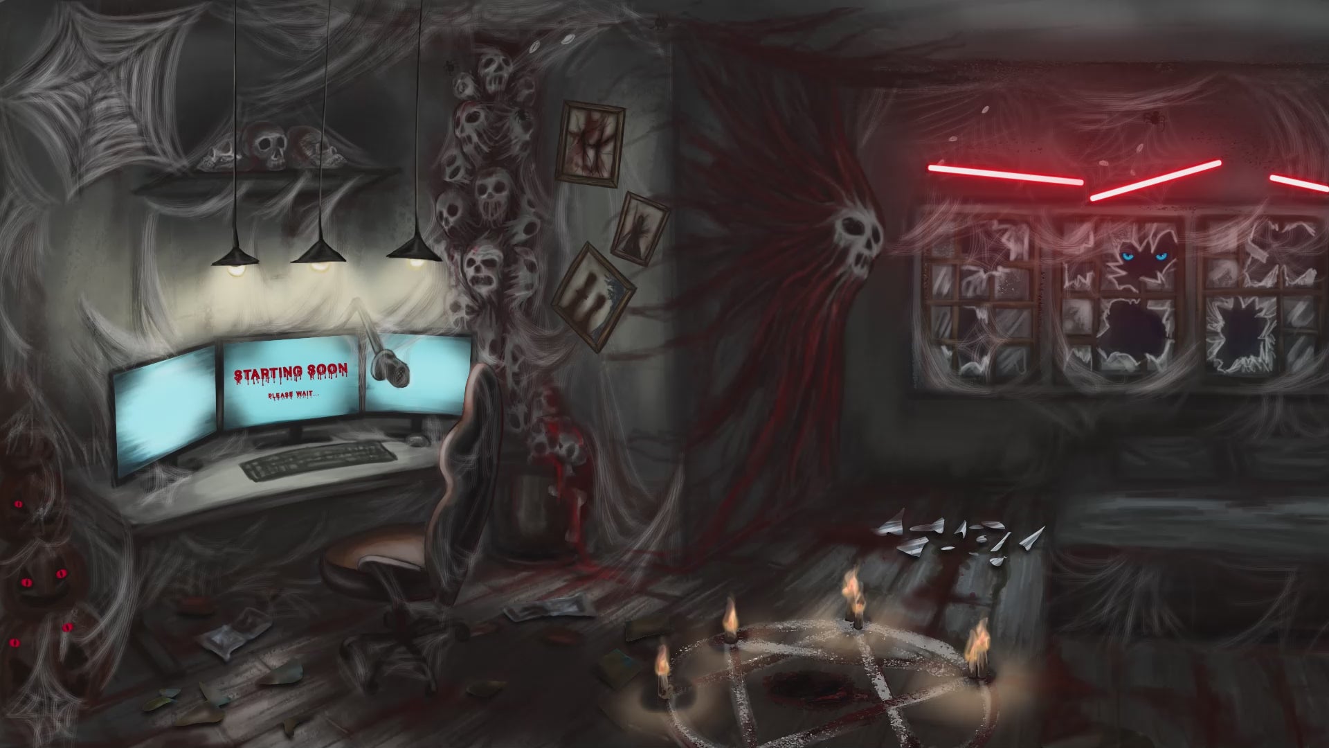 Animated Stream Screen Overlays Haunted PC Room
