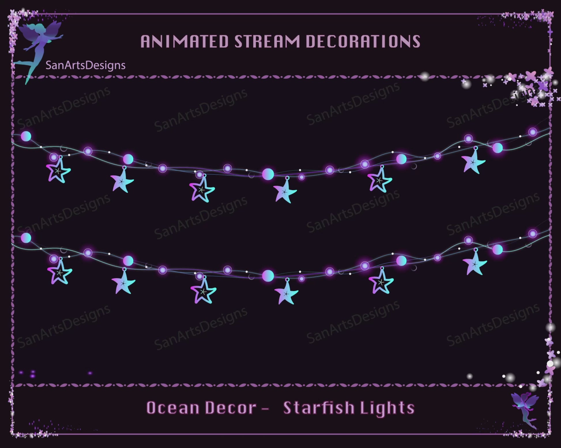 Magic Starfish Light Chains Animated Twitch Stream Decorations