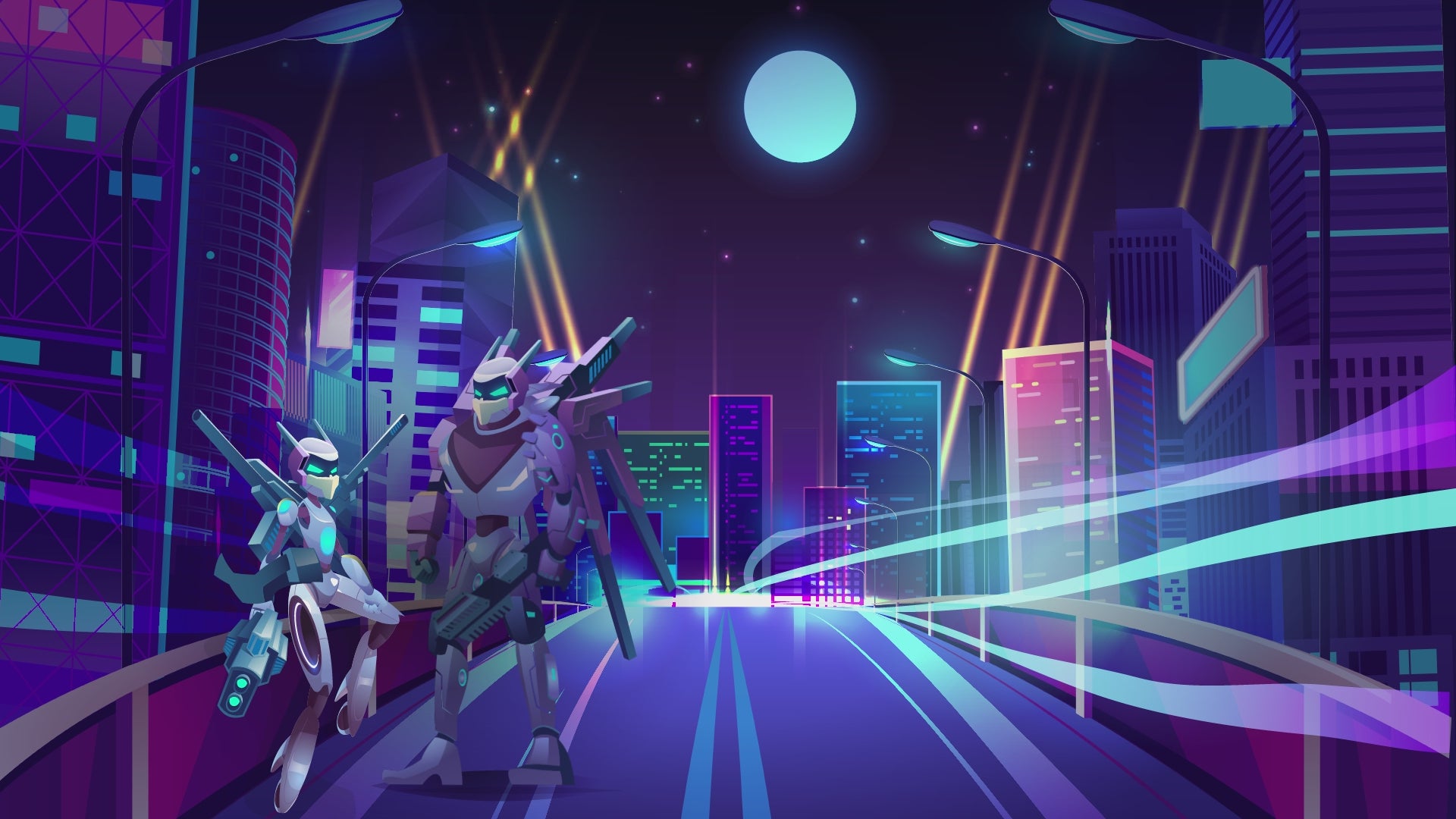 Animated Twitch Overlays Cyber City Robots