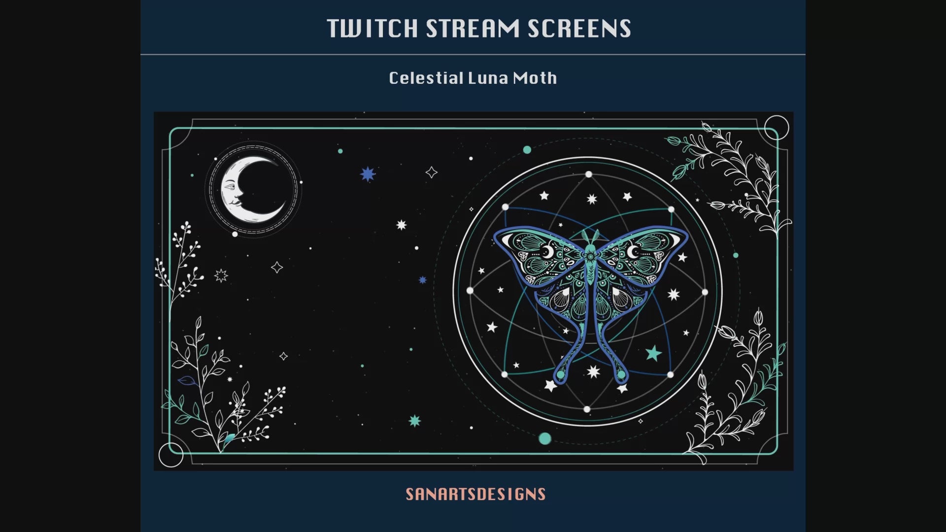 Animated Stream Package Celestial Luna Moth