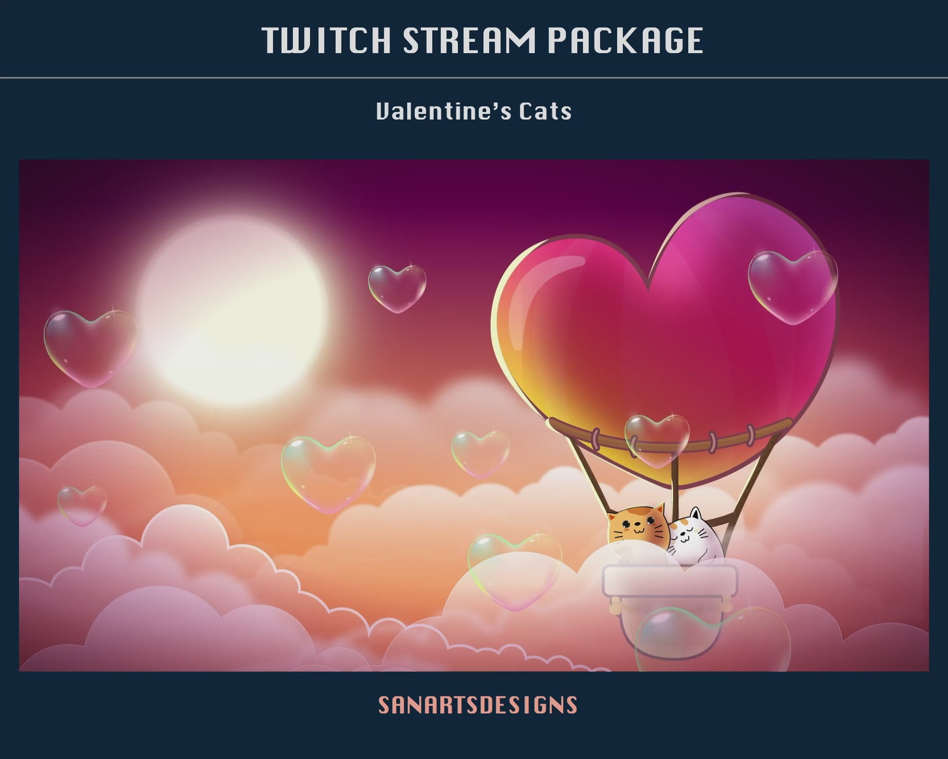Animated Stream Package Valentines Cats