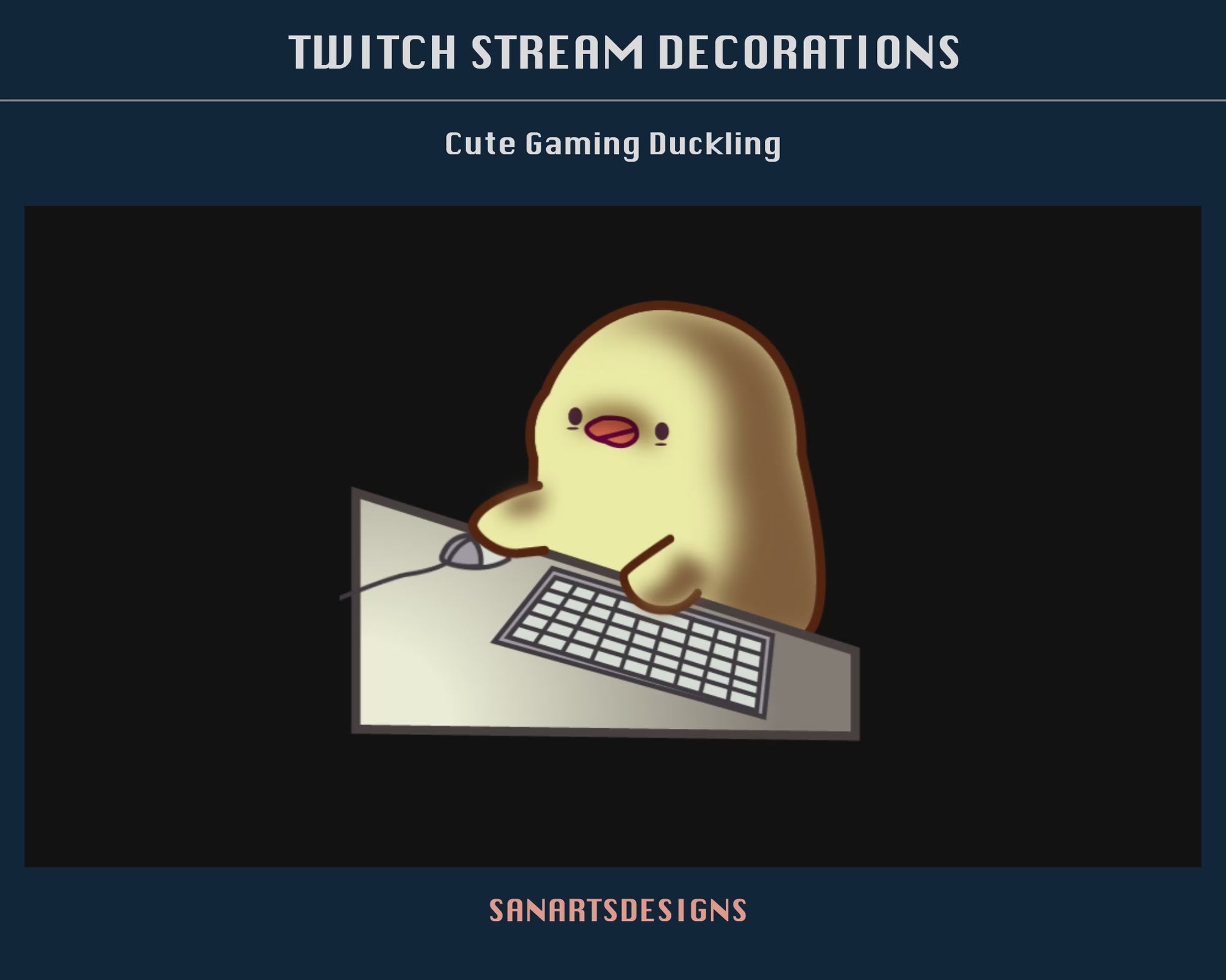 Cute Gaming Duckling Animated Stream Decoration