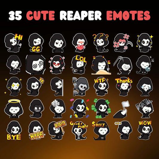 35 Grim Reaper Emotes Pack - Static Emotes - Stream K-Arts