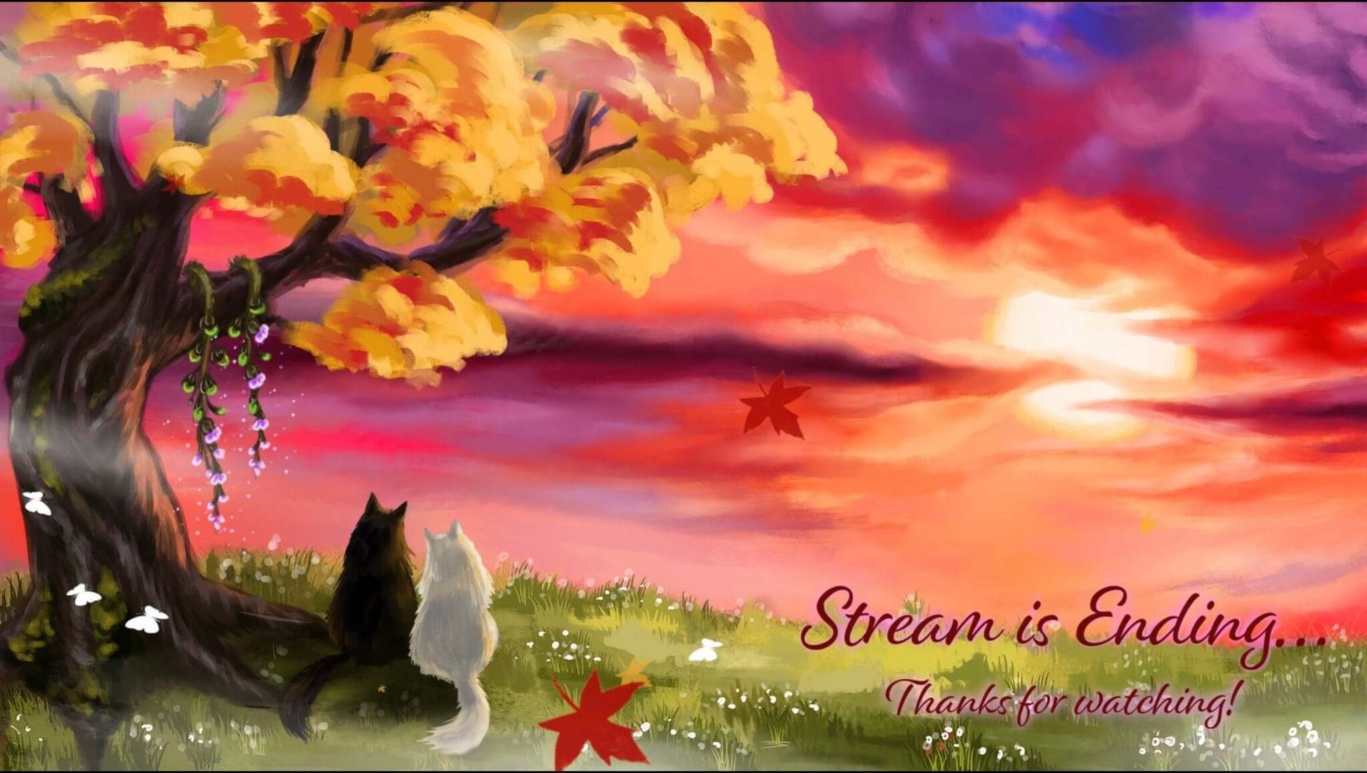 Animated Scenes Cats in Fall Sunset - Overlay - Stream K-Arts
