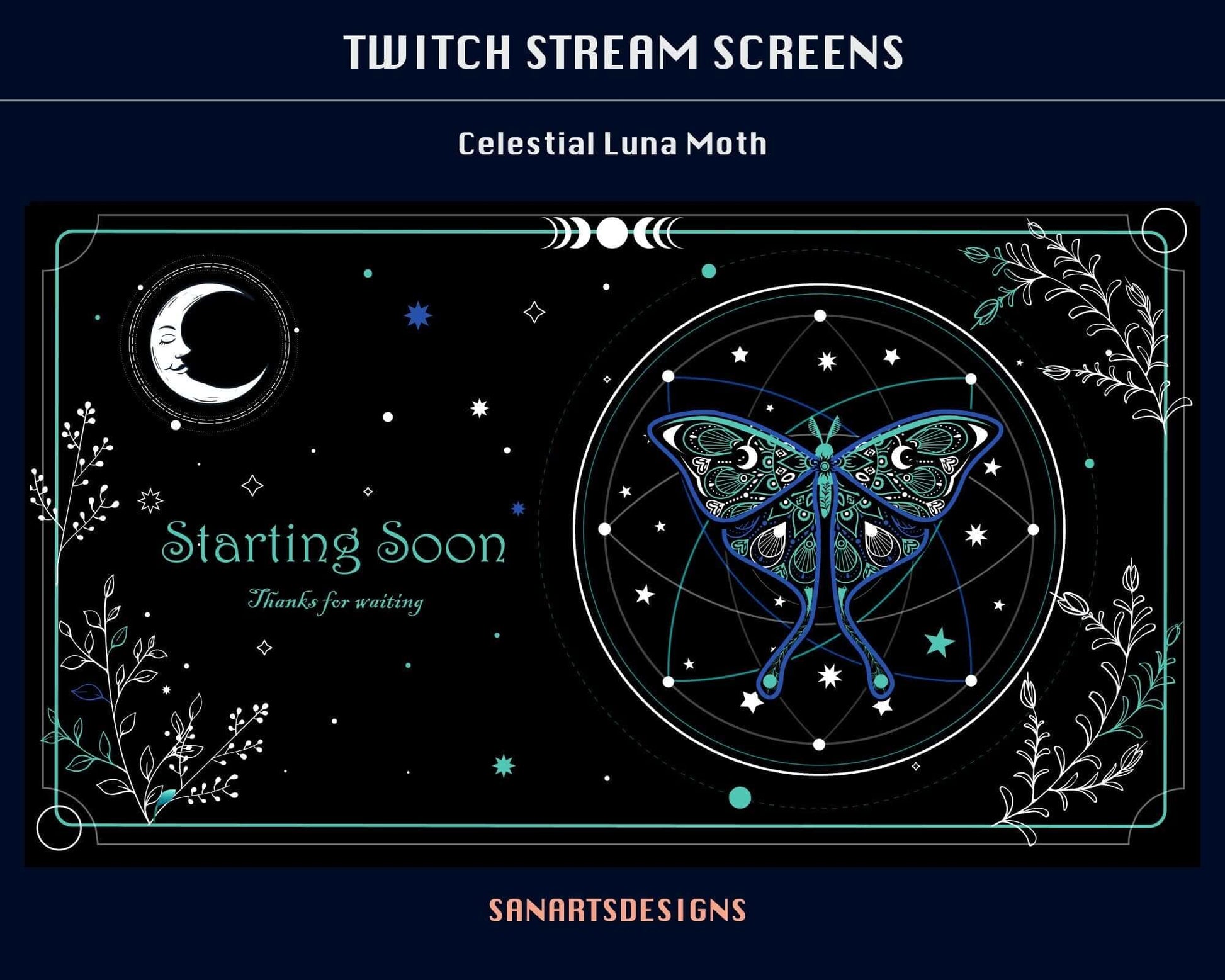 Animated Scenes Celestial Luna Moth - Overlay - Stream K-Arts