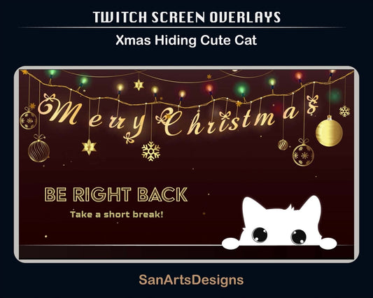 Animated Scenes Christmas Cute Hiding Cat - Overlay - Stream K-Arts