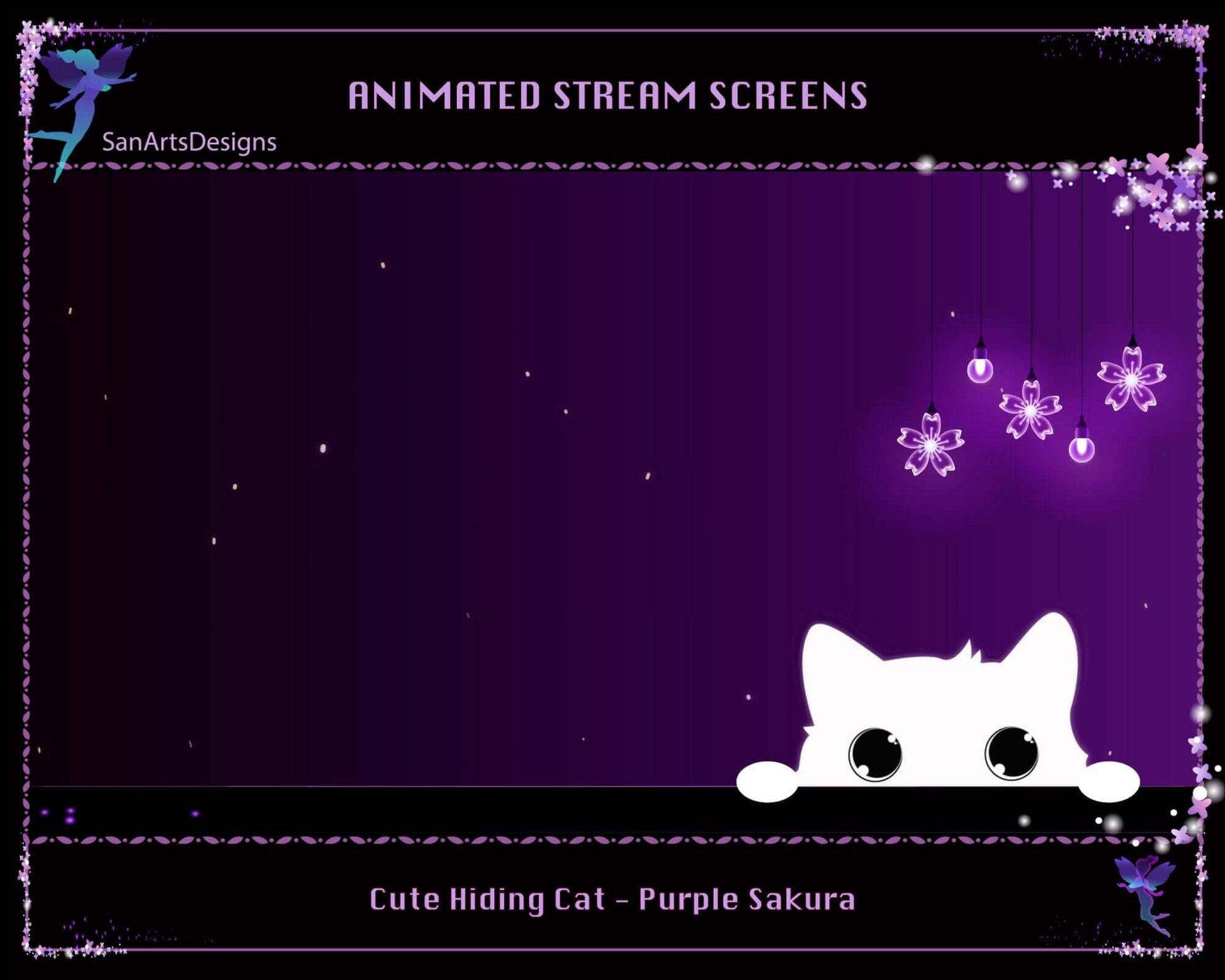 Animated Scenes Cute Hiding Cat - Overlay - Stream K-Arts