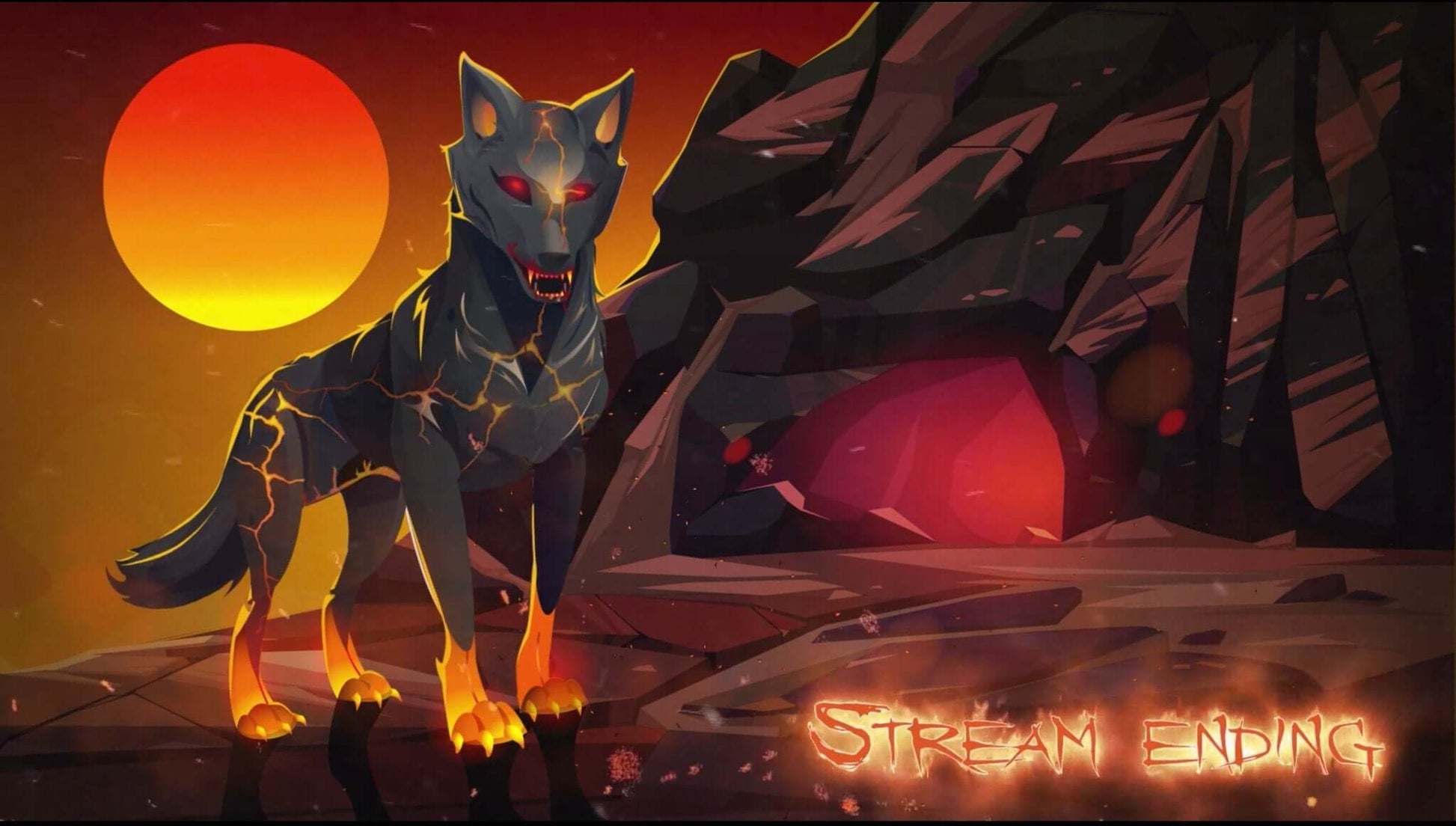Animated Scenes Fire Wolf - Overlay - Stream K-Arts