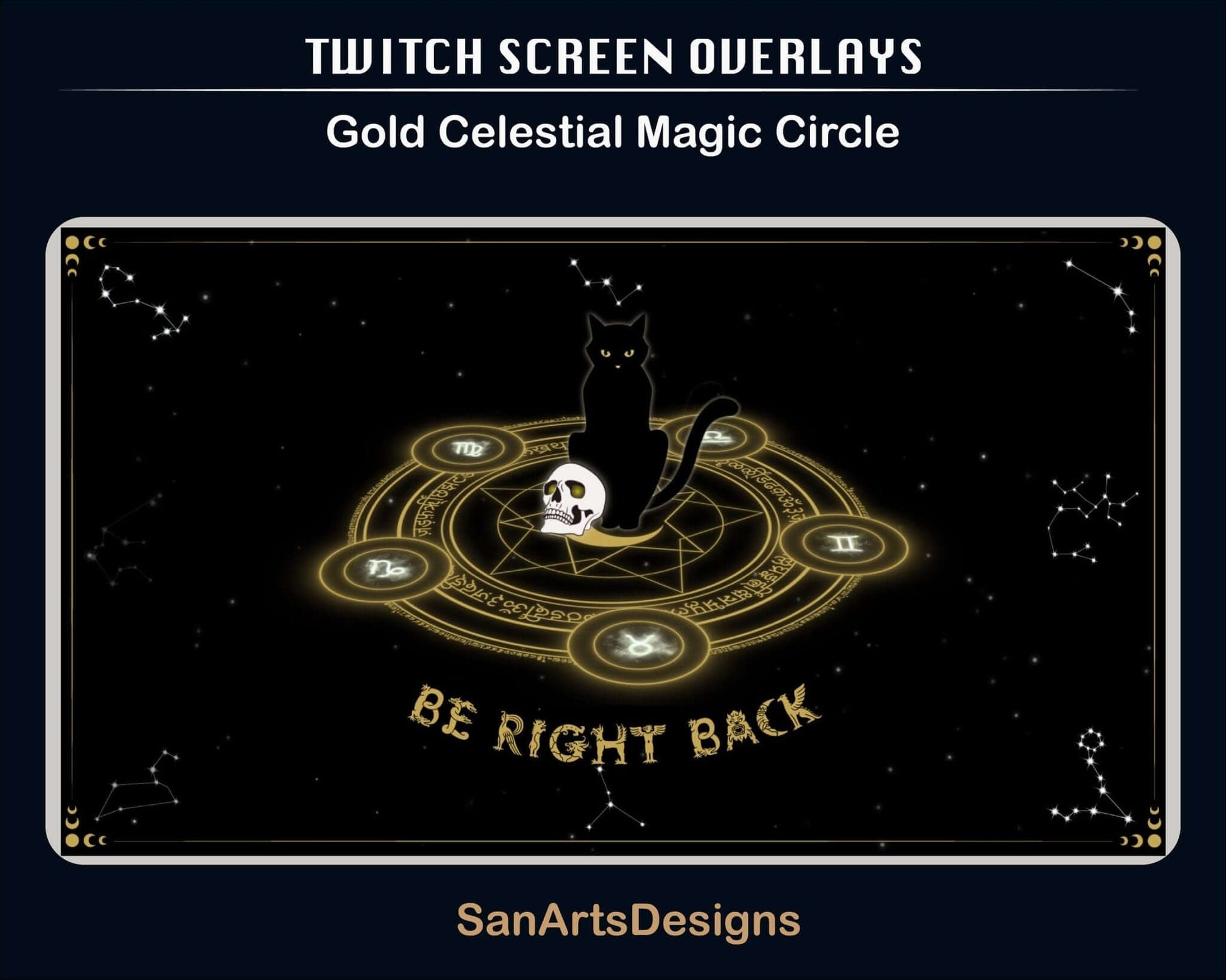Animated Scenes Gold Celestial Magic Circle - Overlay - Stream K-Arts