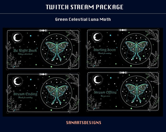 Animated Scenes Green Celestial Luna Moth - Overlay - Stream K-Arts