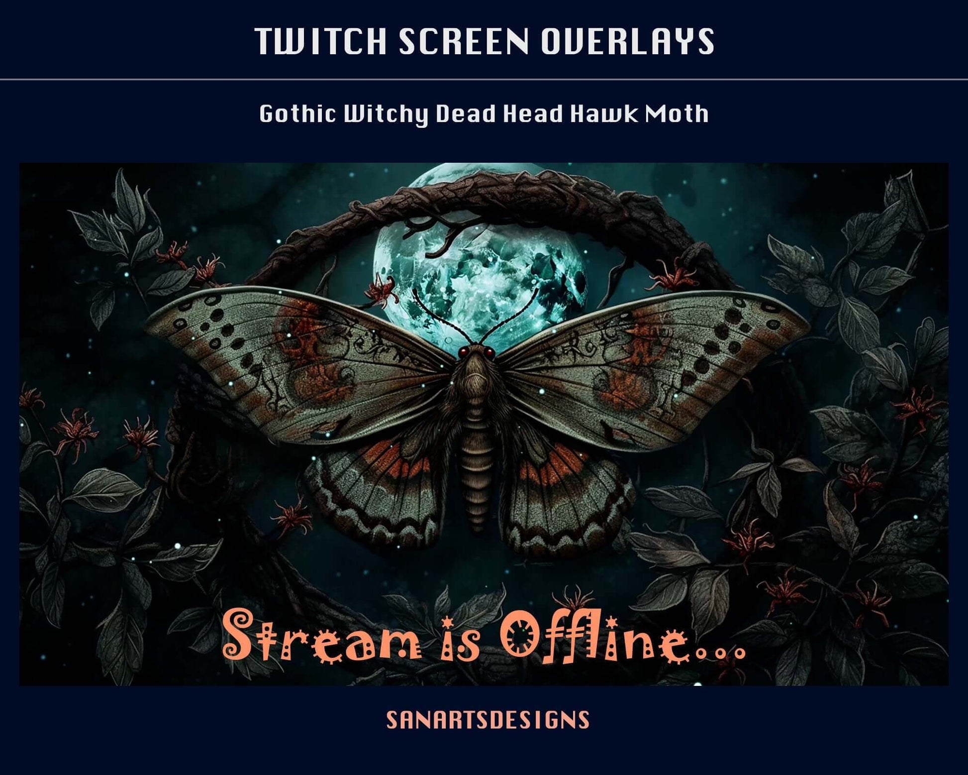 Animated Scenes Green Gothic Witchy Dead Head Hawk Moth - Overlay - Stream K-Arts