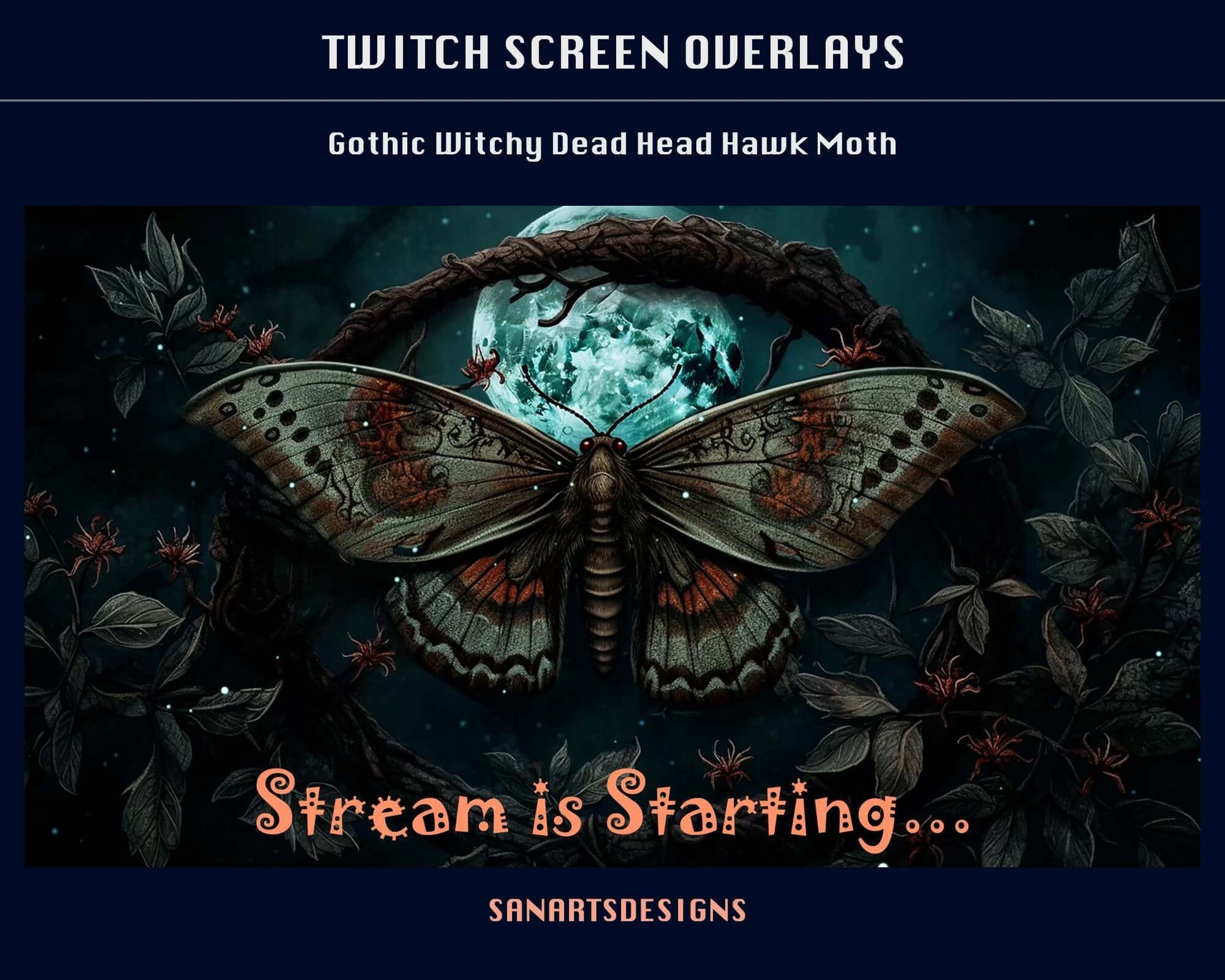 Animated Scenes Green Gothic Witchy Dead Head Hawk Moth - Overlay - Stream K-Arts