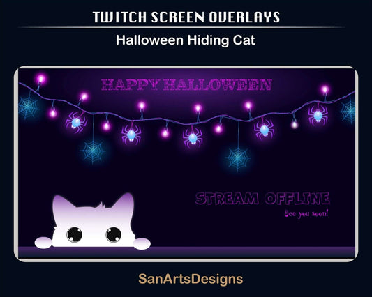 Animated Scenes Halloween Hiding Cat - Overlay - Stream K-Arts