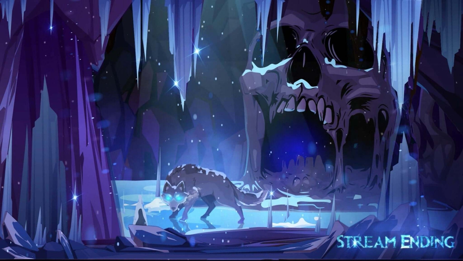 Animated Scenes Ice Wolf in Frozen Skull Cave - Overlay - Stream K-Arts