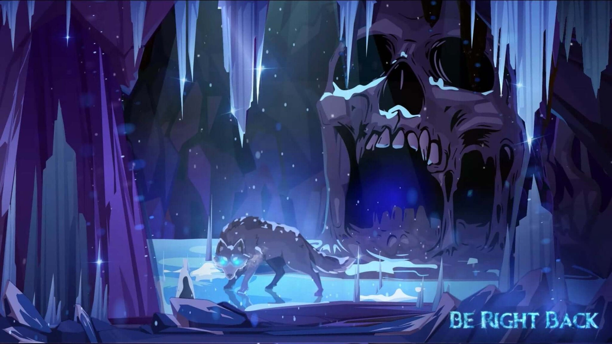 Animated Scenes Ice Wolf in Frozen Skull Cave - Overlay - Stream K-Arts