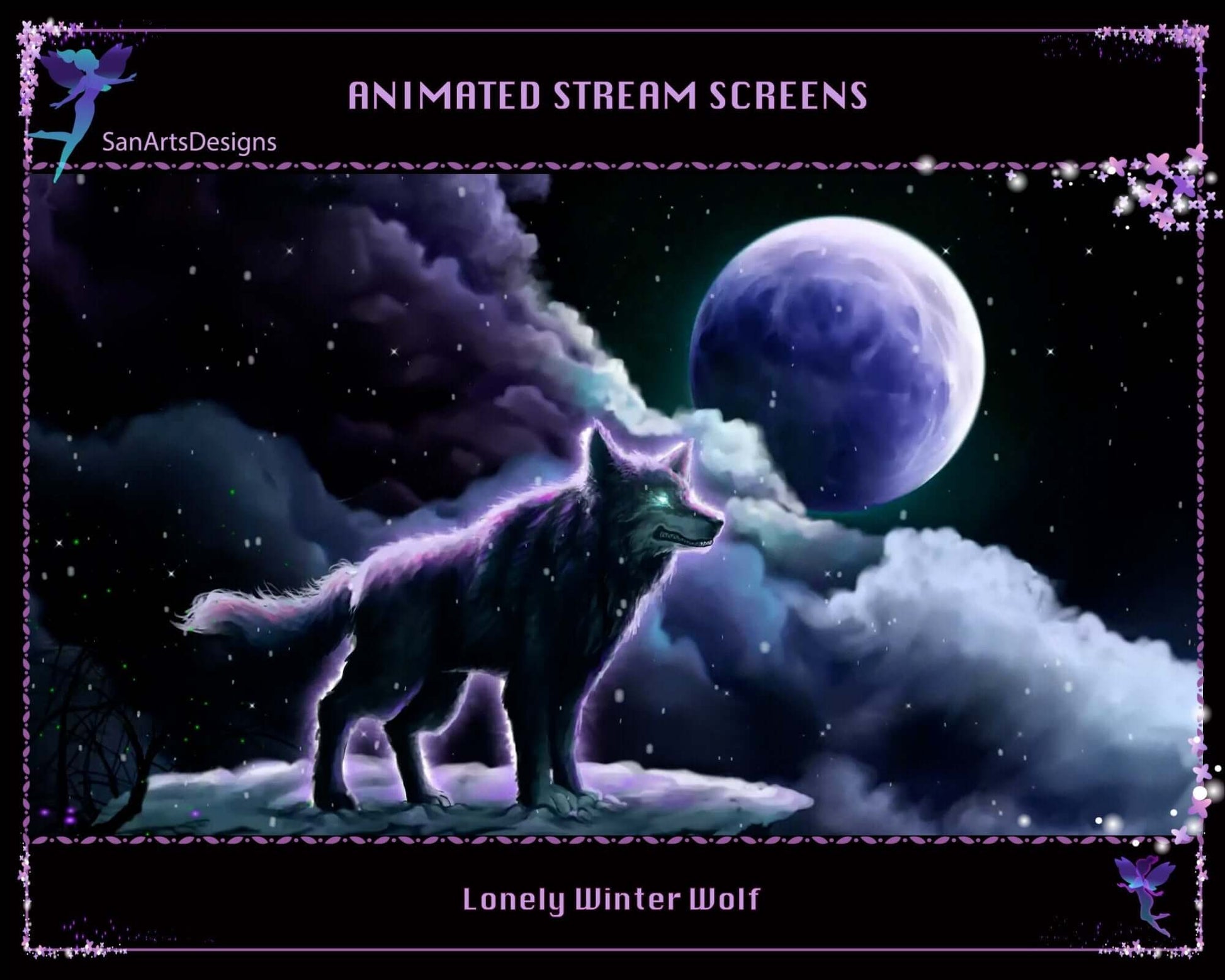 Animated Scenes Lonely Winter Wolf - Overlay - Stream K-Arts