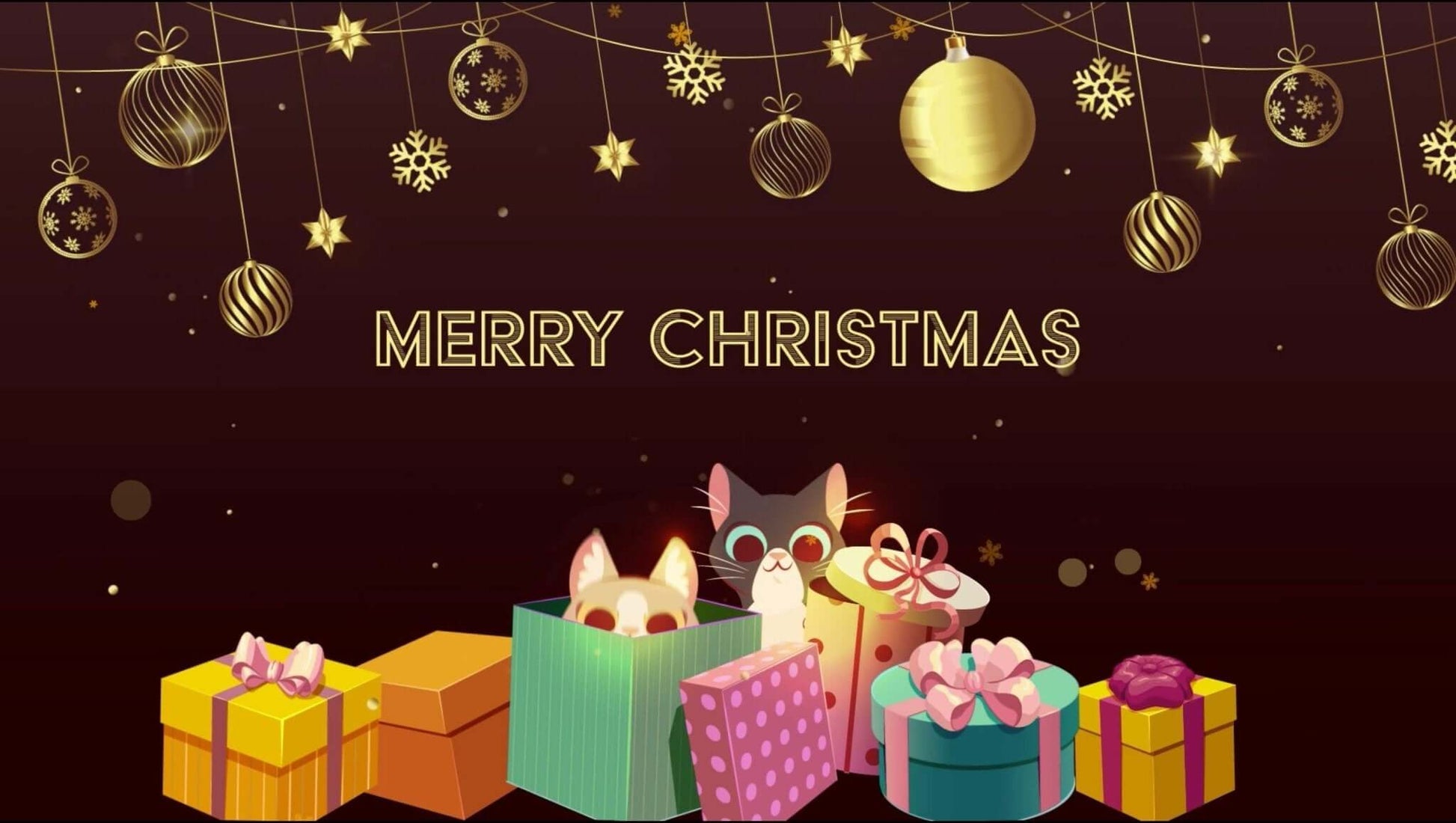 Animated Scenes Merry Christmas Cute Hiding Cats in Gift Boxes - Overlay - Stream K-Arts