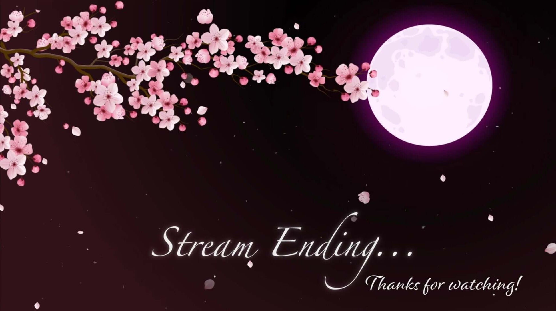 Animated Scenes Pink Sakura and Moon - Overlay - Stream K-Arts
