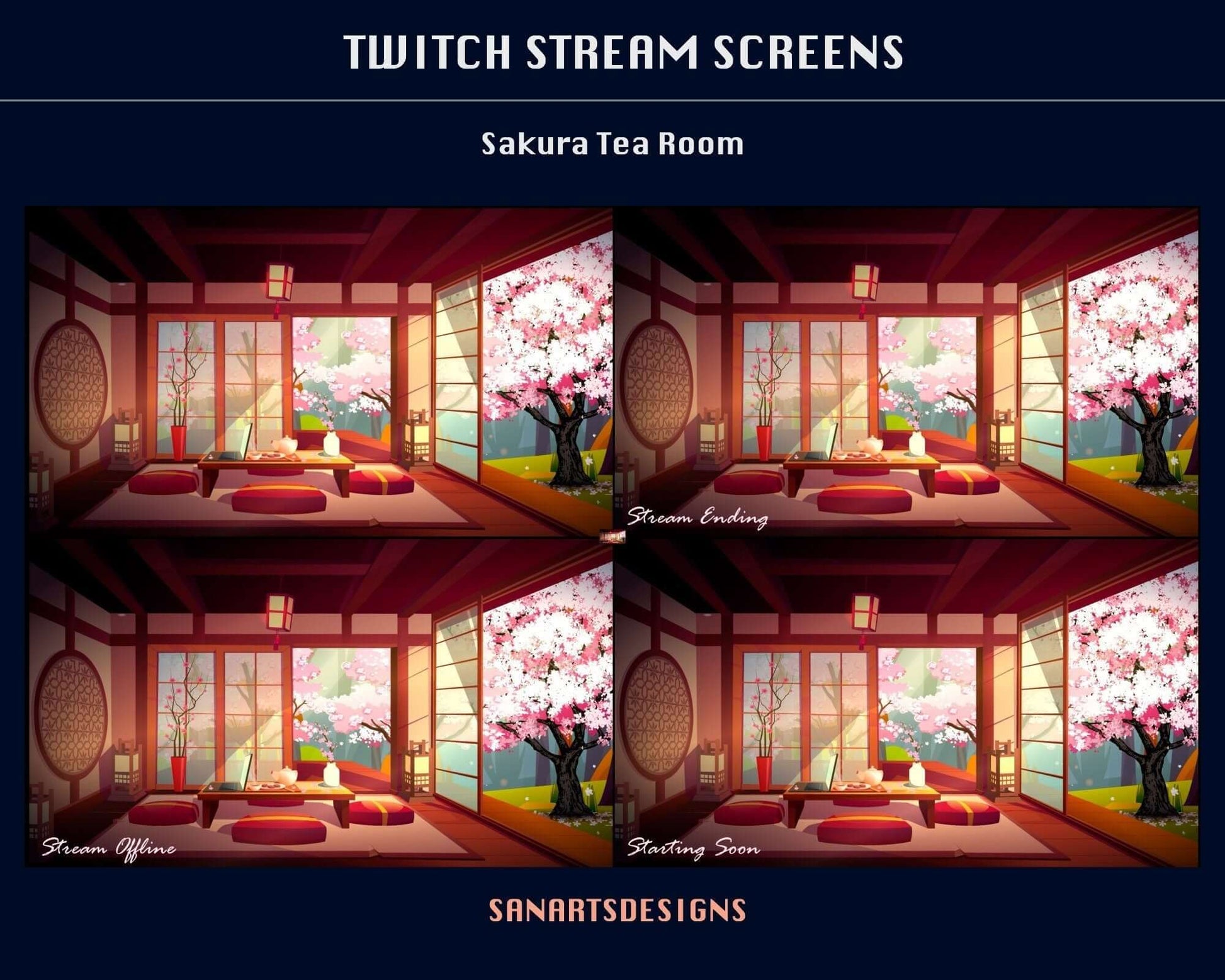 Animated Scenes Sakura Tea Room - Overlay - Stream K-Arts