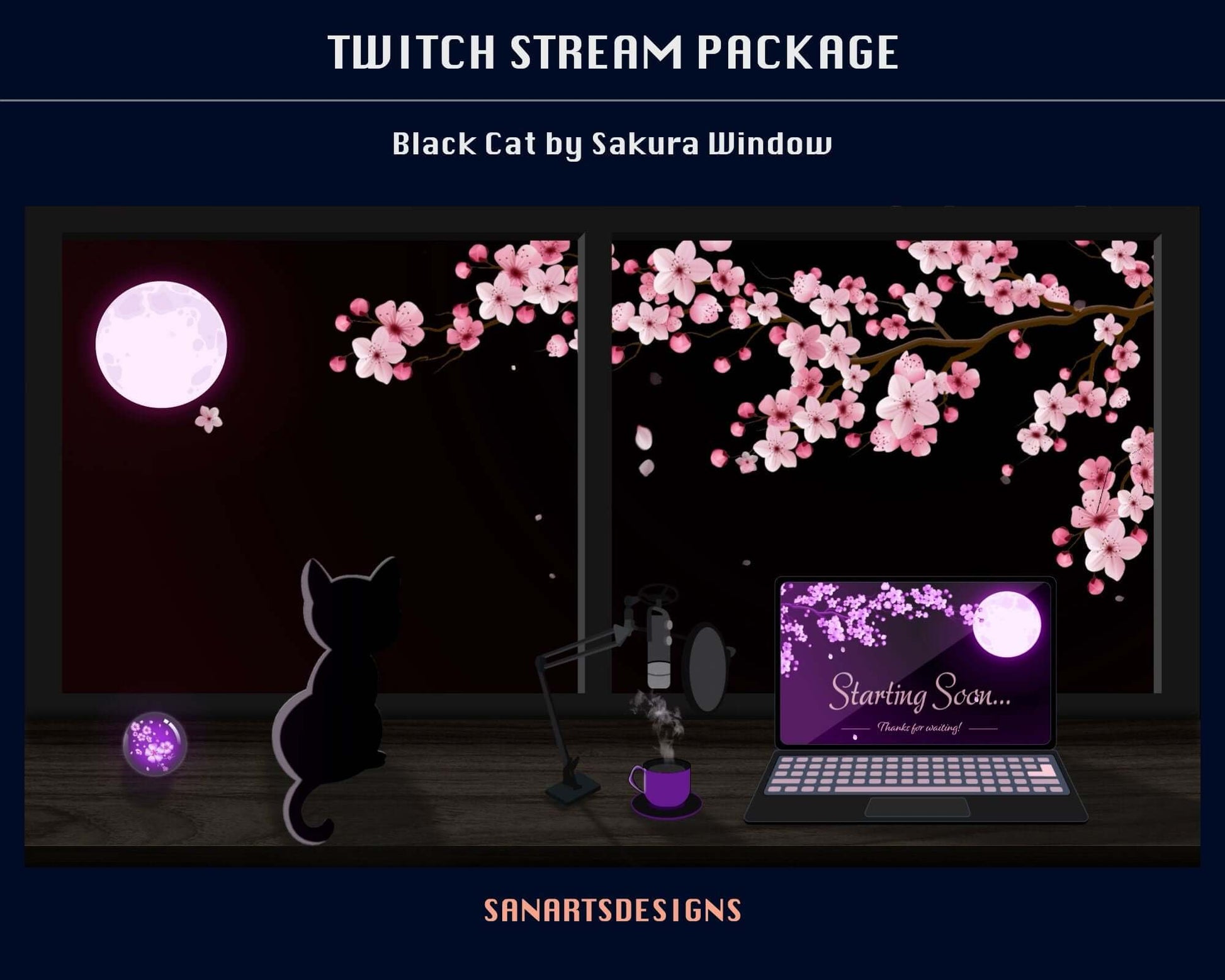Animated Stream Package Black Cat by Sakura Window - Package - Stream K-Arts