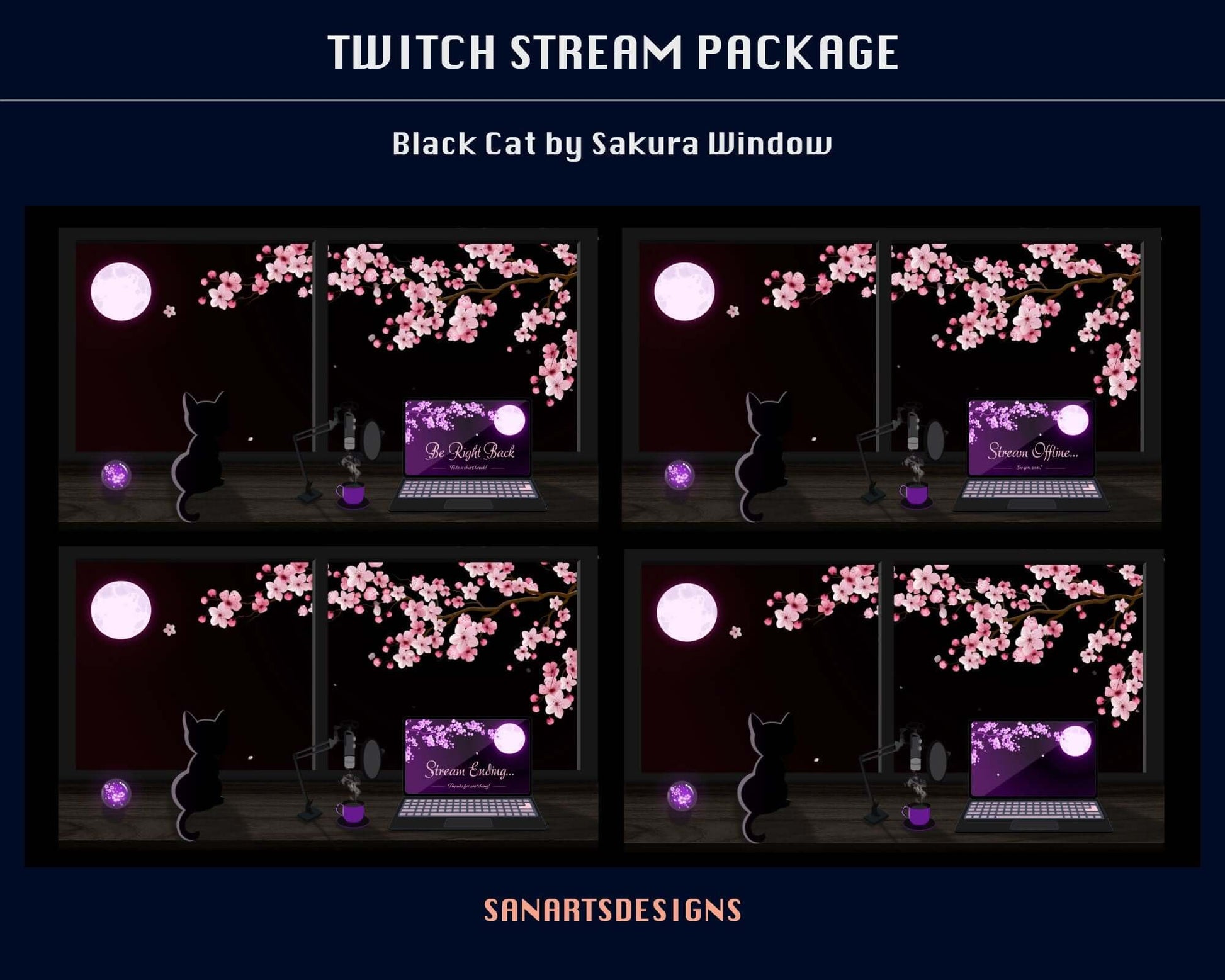 Animated Stream Package Black Cat by Sakura Window - Package - Stream K-Arts