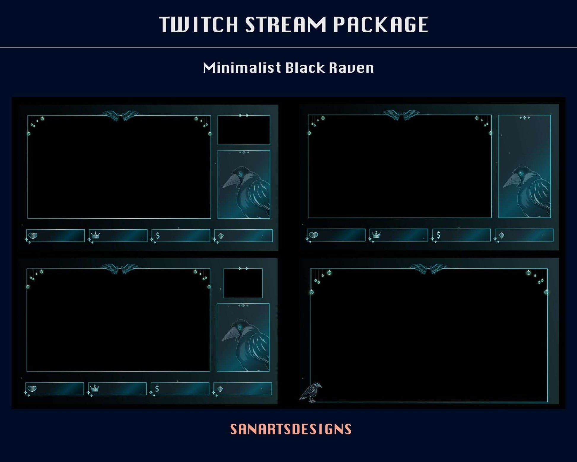 Animated Stream Package Black Raven - Package - Stream K-Arts