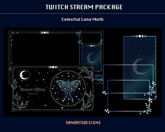 Animated Stream Package Celestial Luna Moth - Package - Stream K-Arts
