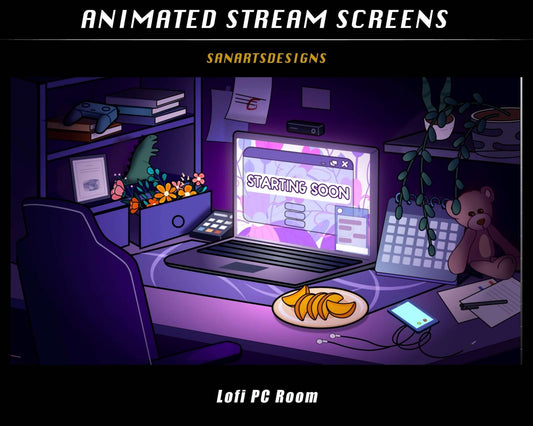 Animated Stream Package Lofi PC Desk - Package - Stream K-Arts