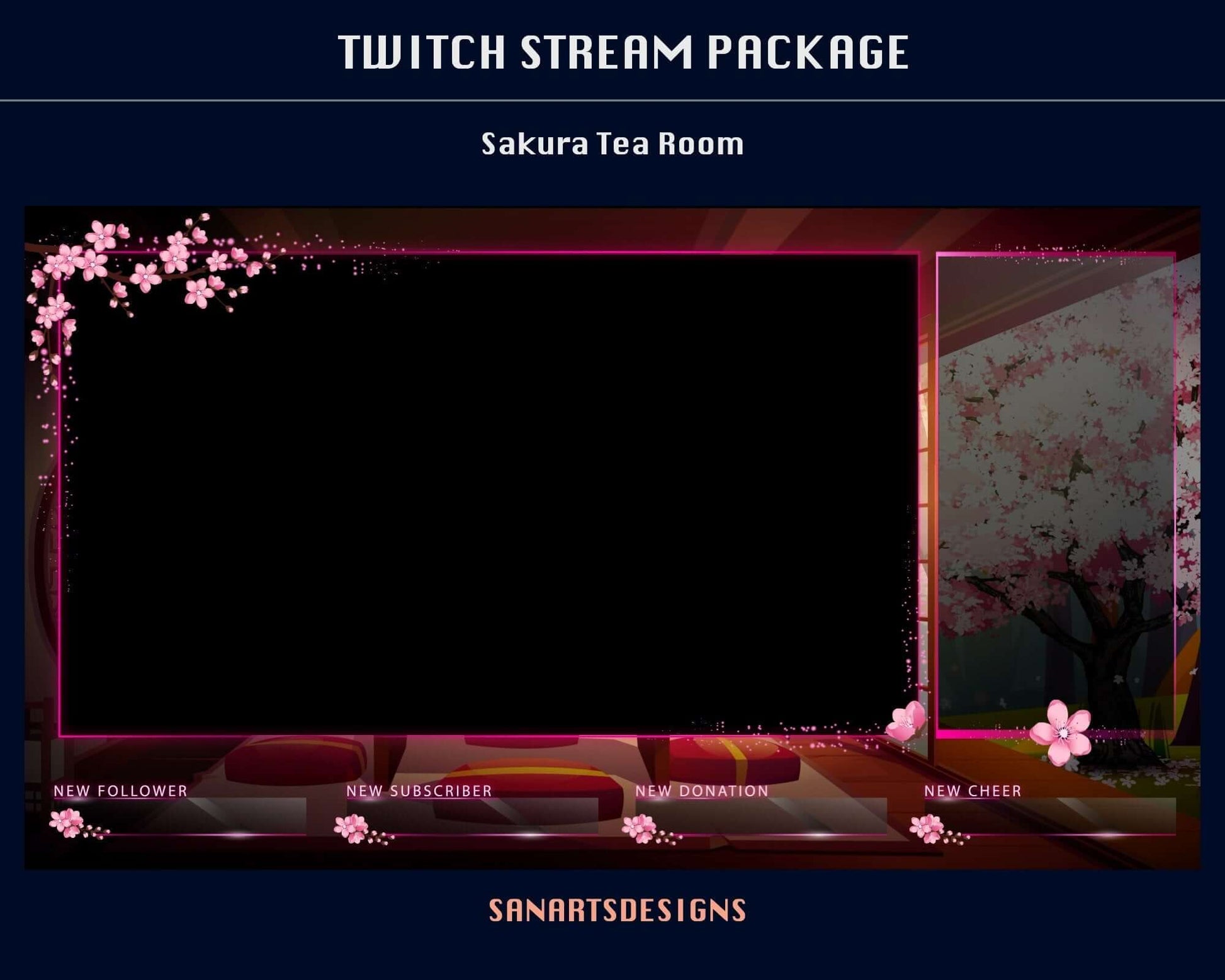Animated Stream Package Sakura Tea Room - Package - Stream K-Arts