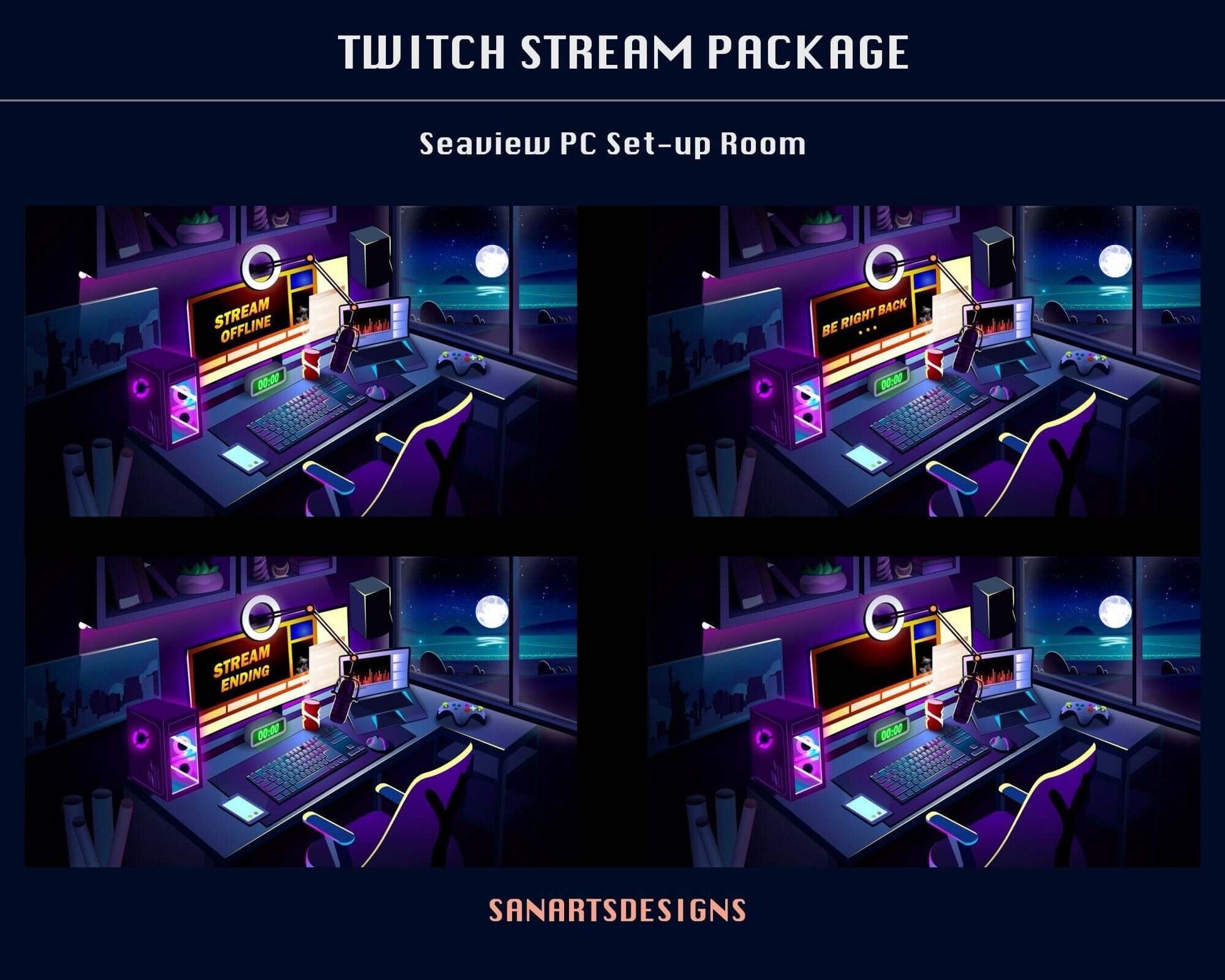 Animated Stream Package Seaview PC Set-up Room - Package - Stream K-Arts