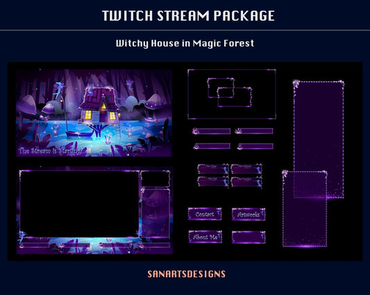Animated Stream Package Witchy House in Magic Forest - Package - Stream K-Arts