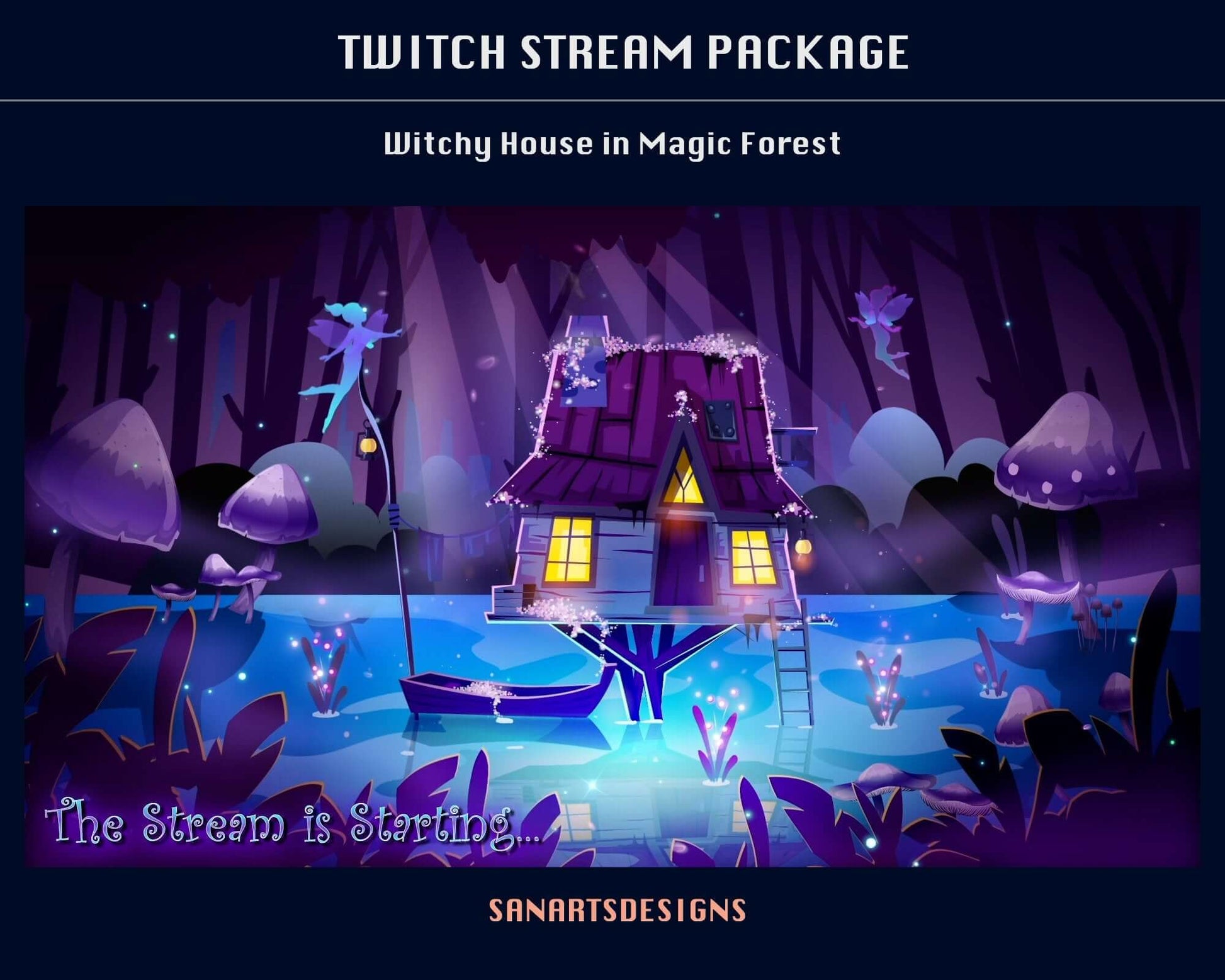 Animated Stream Package Witchy House in Magic Forest - Package - Stream K-Arts